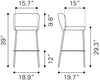 Linz Barstool (Set of 2) Gray - Cozy Roots Decor