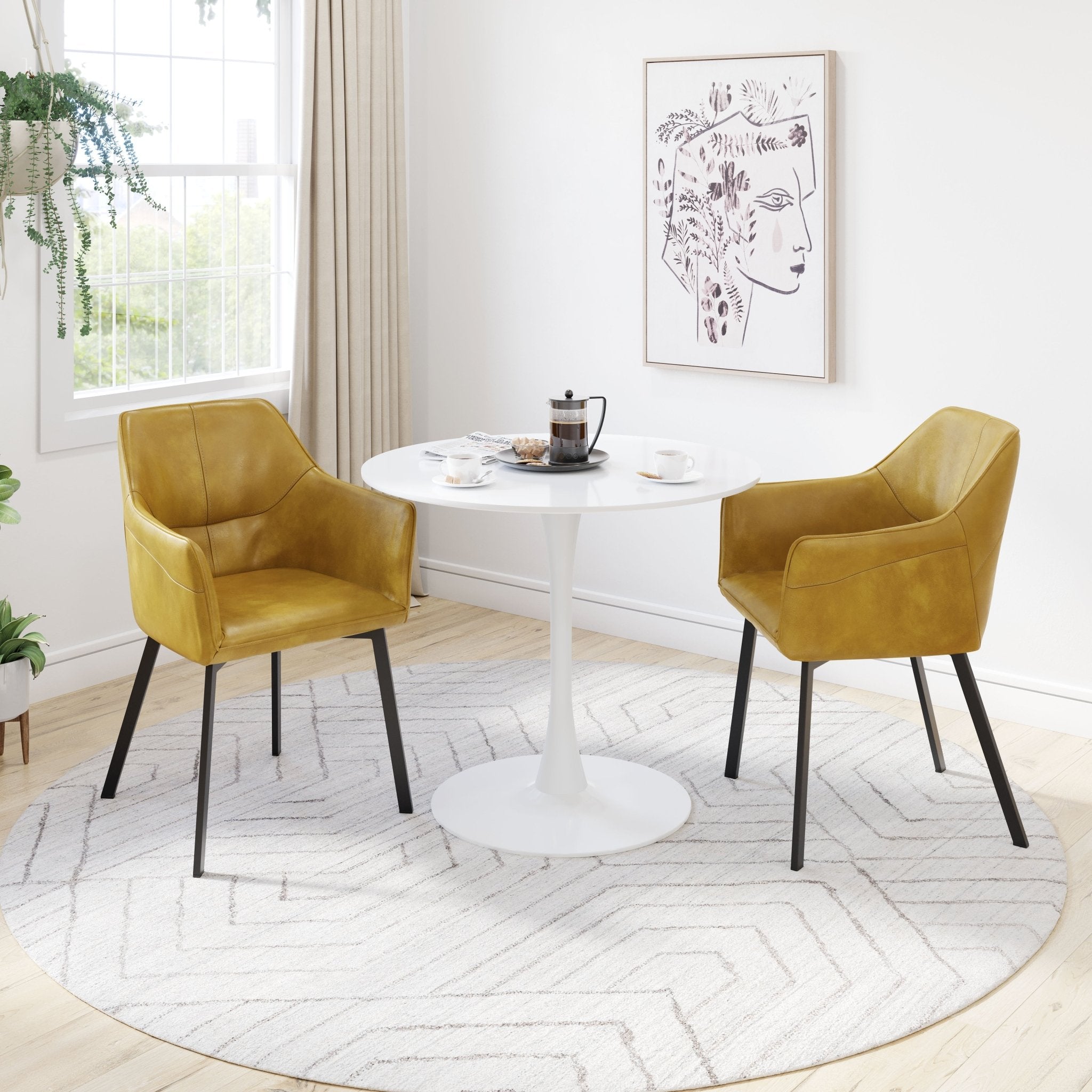 Loiret Dining Chair (Set of 2) Yellow - Cozy Roots Decor
