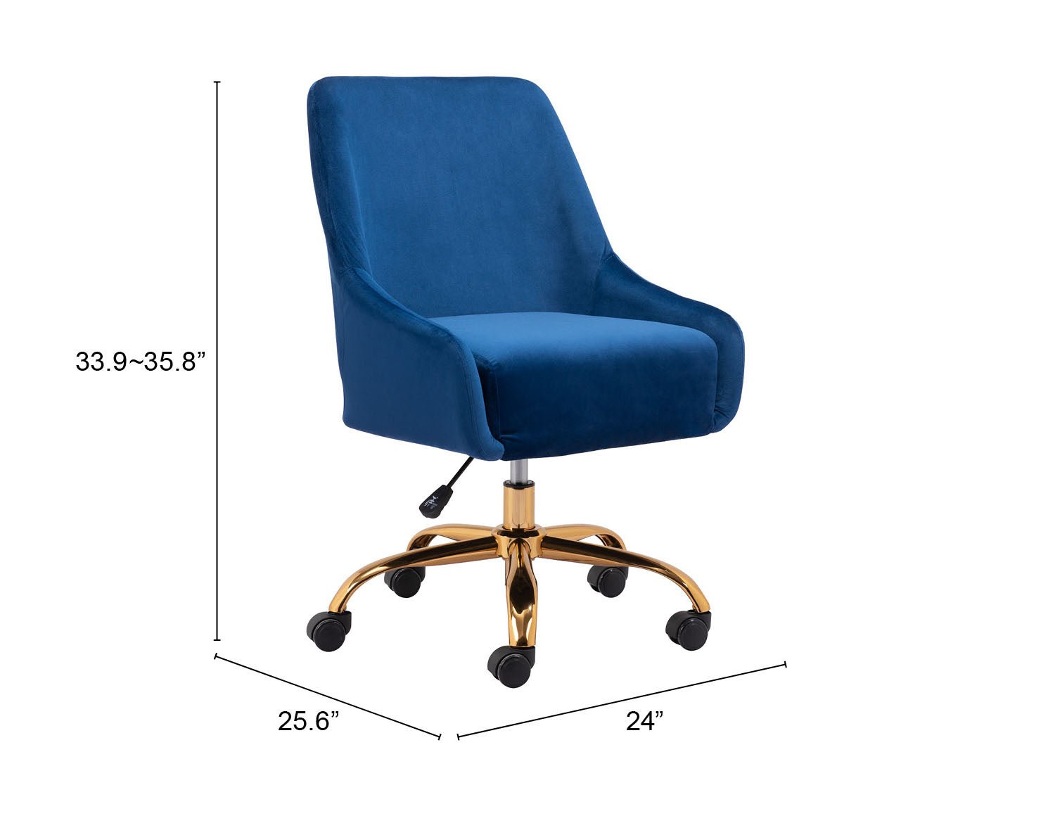 Madelaine Office Chair Navy Blue & Gold - Cozy Roots Decor
