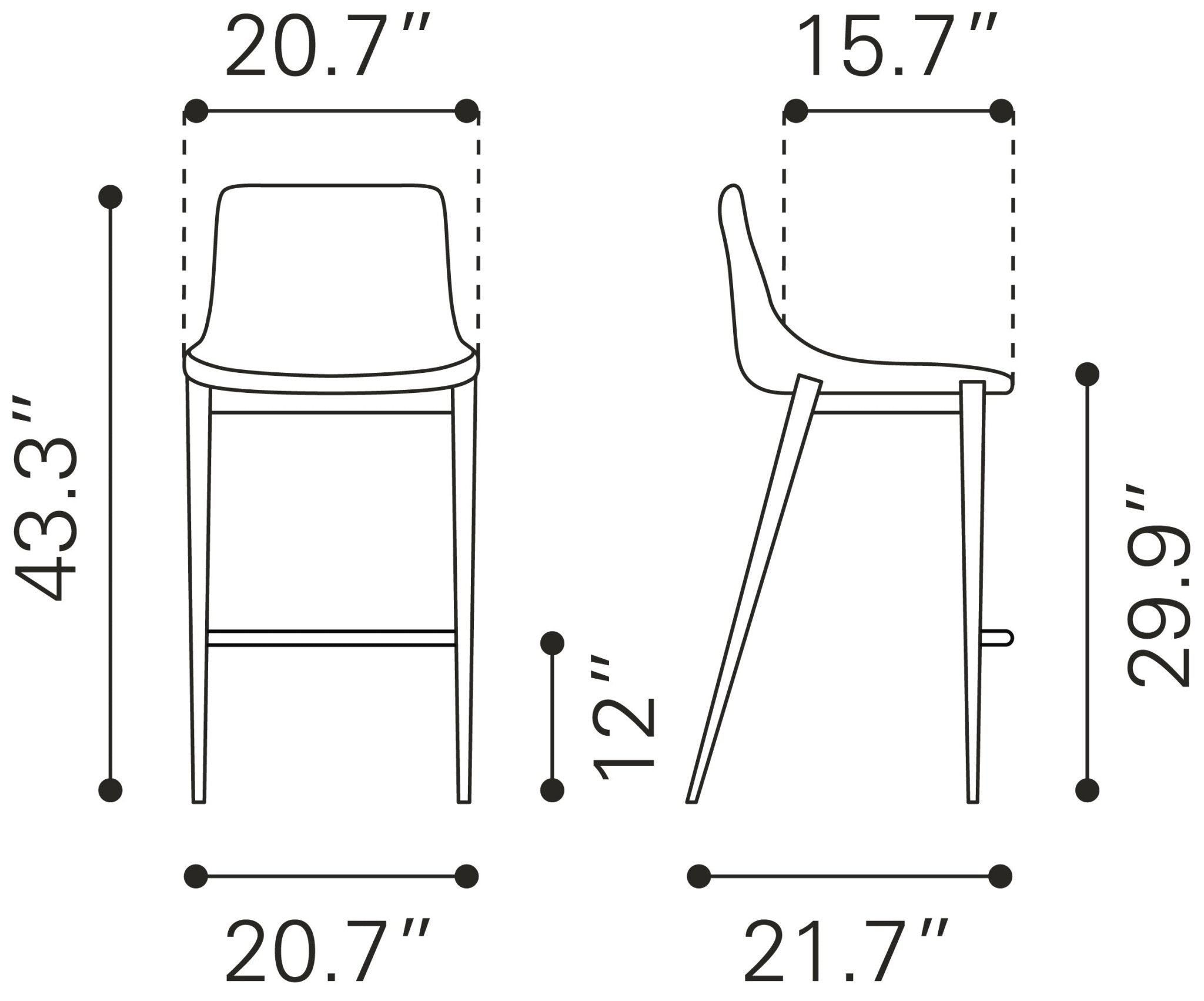 Magnus Barstool (Set of 2) Black & Walnut - Cozy Roots Decor