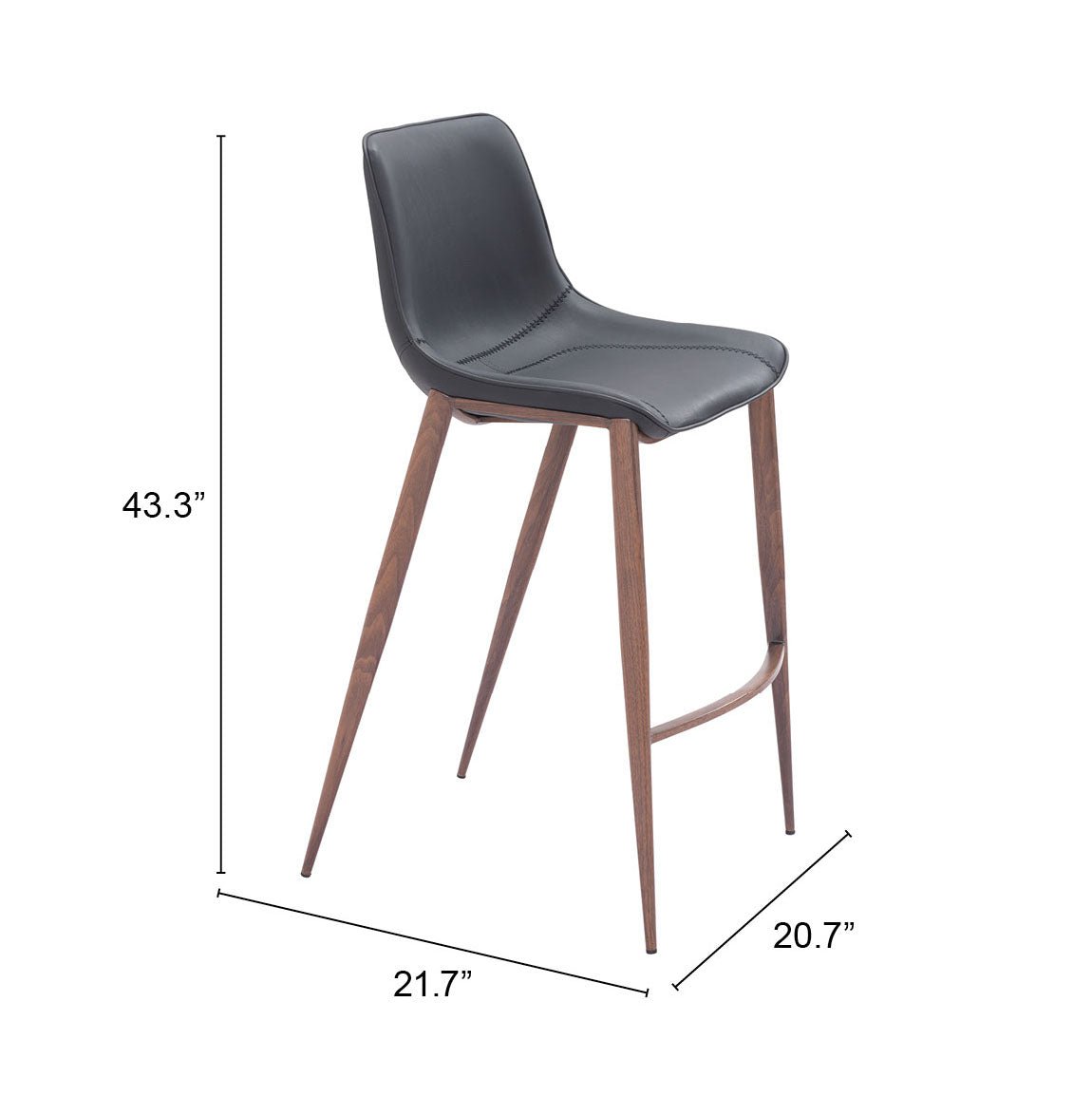 Magnus Barstool (Set of 2) Black & Walnut - Cozy Roots Decor