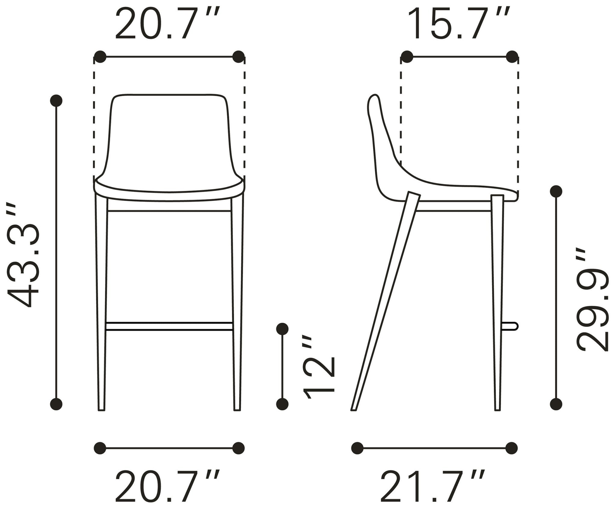 Magnus Barstool (Set of 2) Brown & Walnut - Cozy Roots Decor