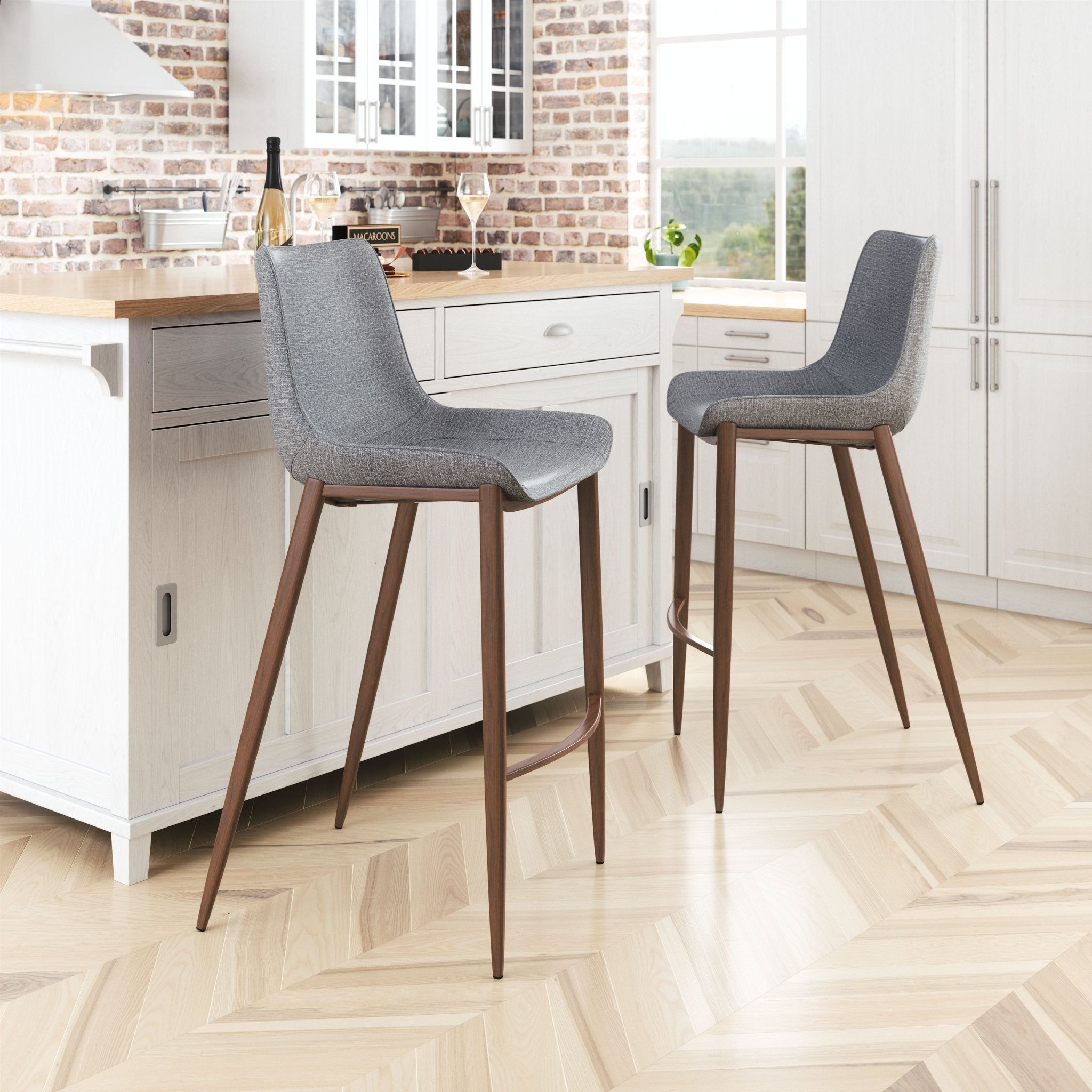 Magnus Barstool (Set of 2) Slate Gray & Walnut - Cozy Roots Decor