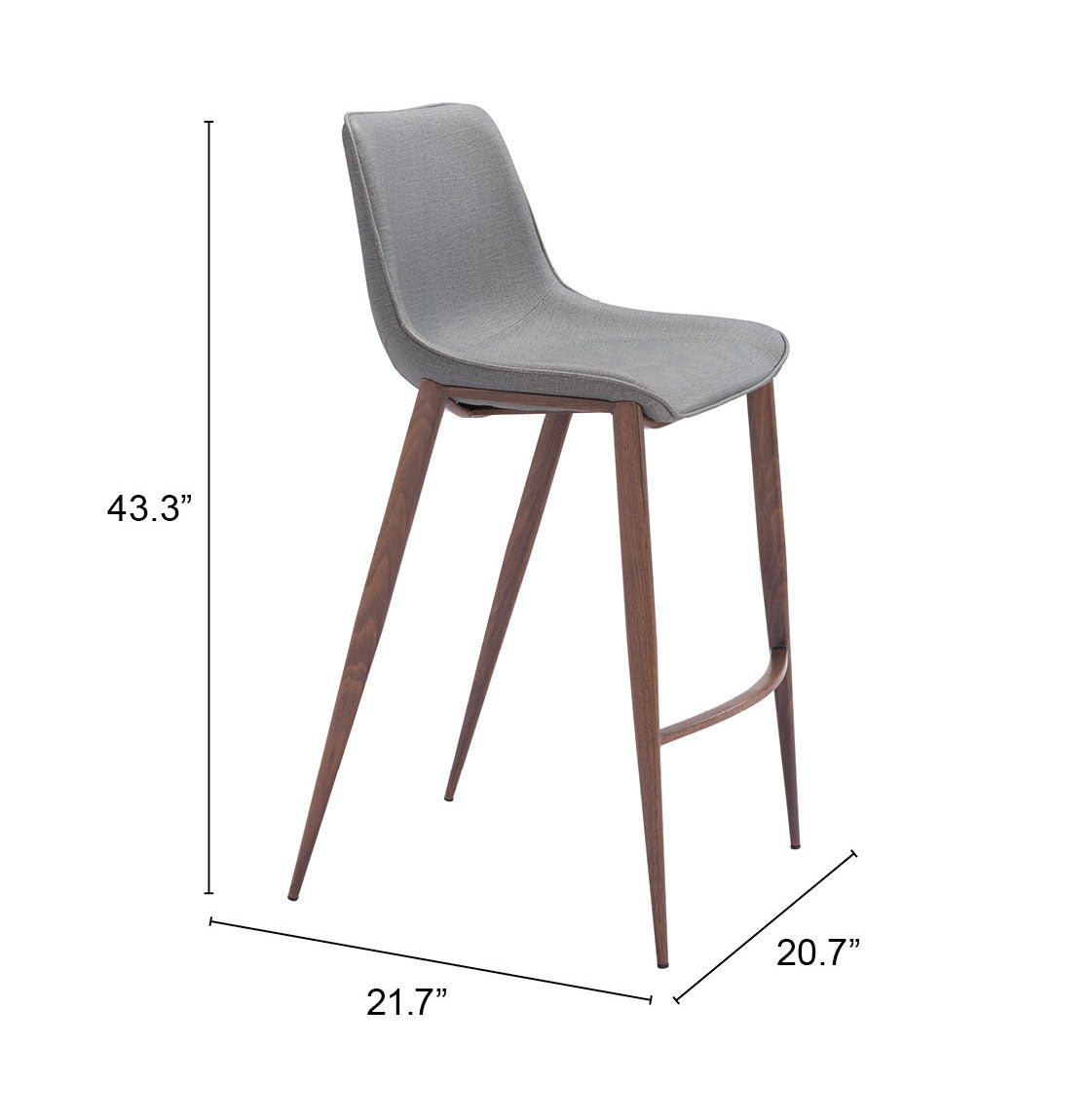 Magnus Barstool (Set of 2) Slate Gray & Walnut - Cozy Roots Decor