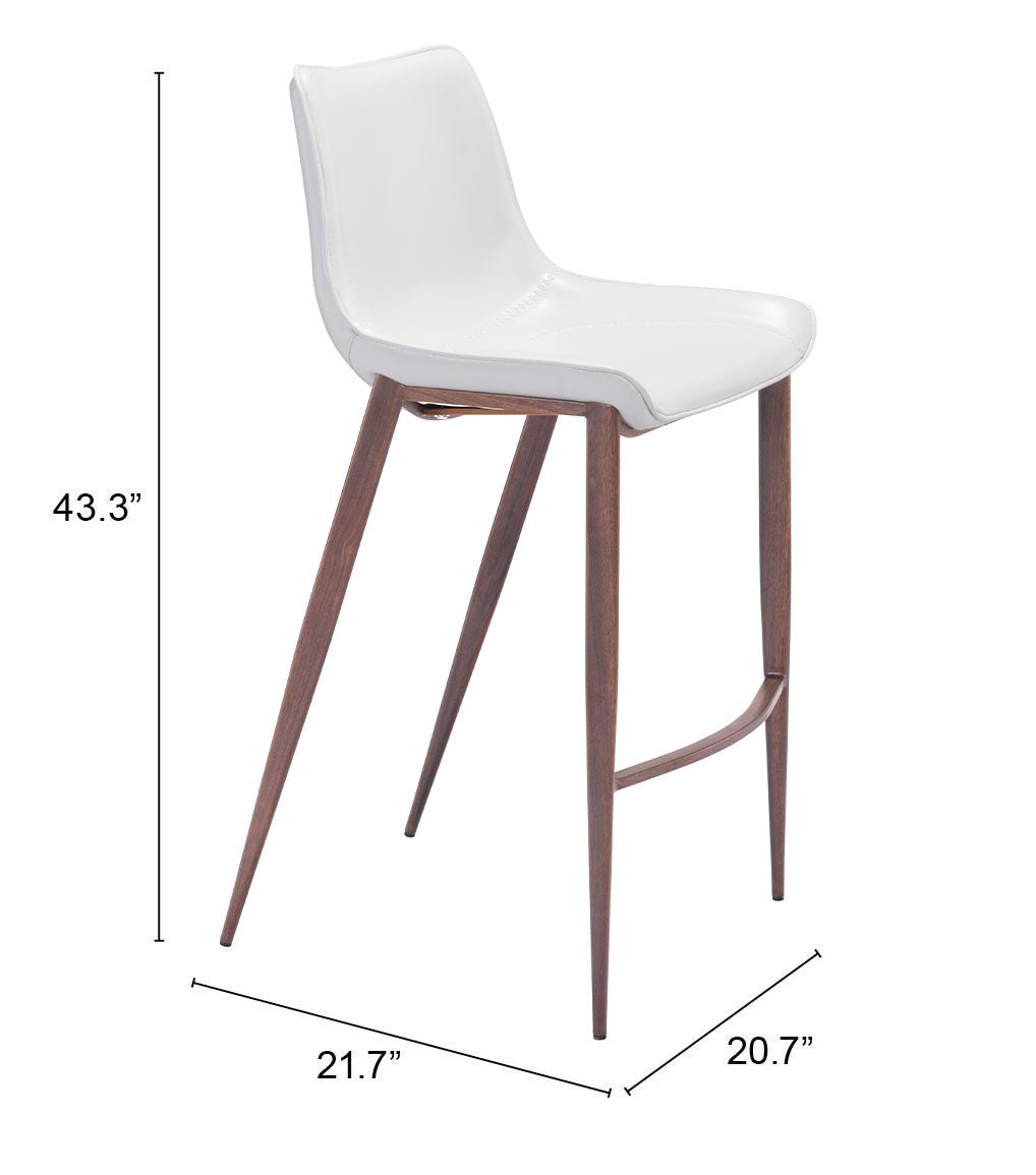 Magnus Barstool (Set of 2) White & Walnut - Cozy Roots Decor