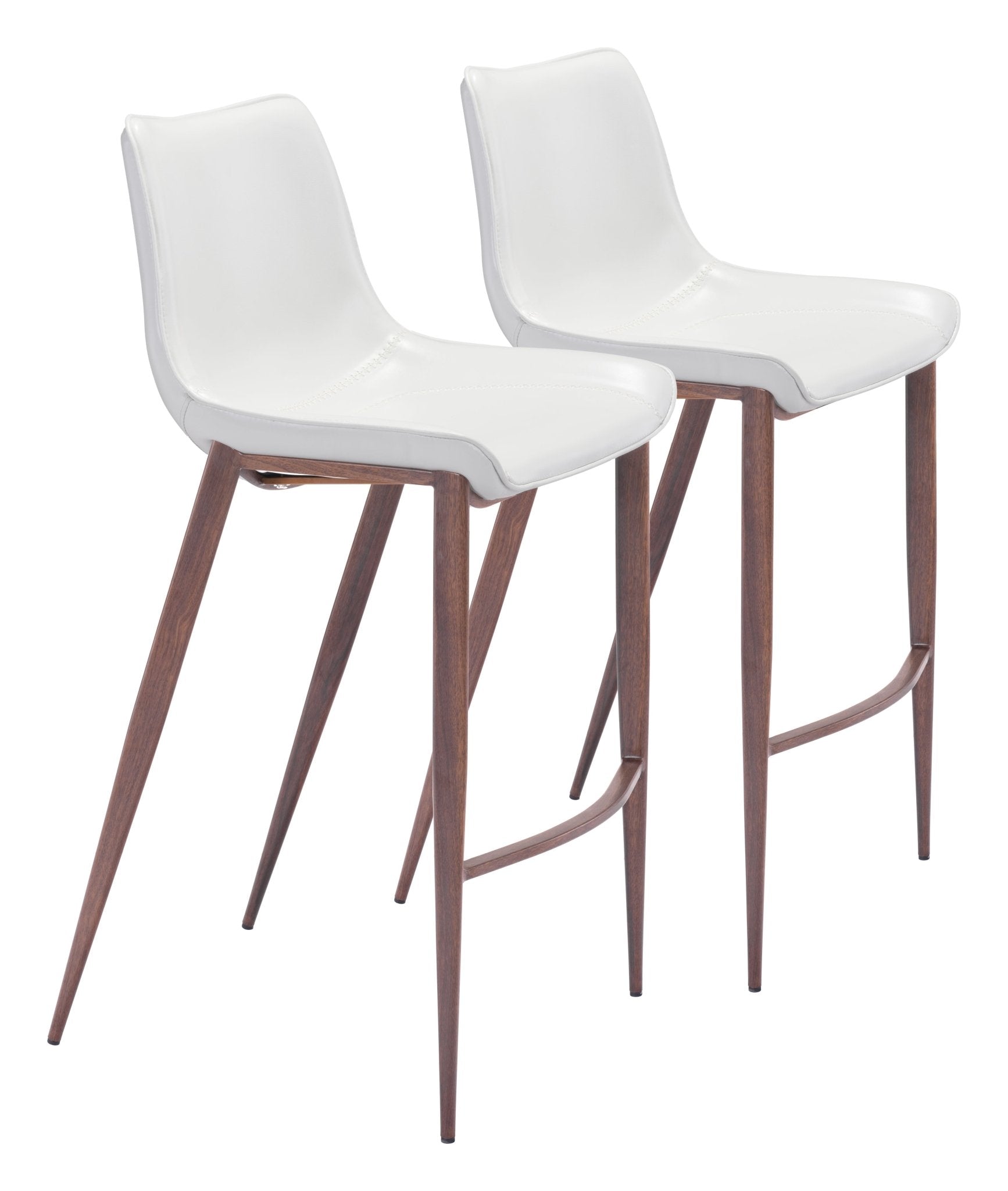 Magnus Barstool (Set of 2) White & Walnut - Cozy Roots Decor