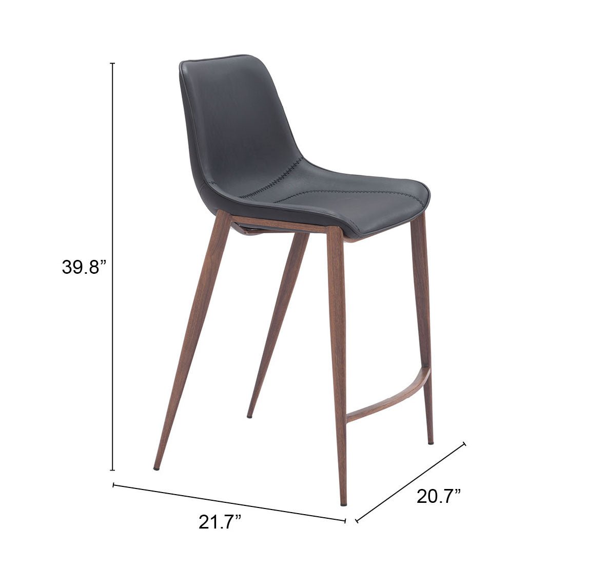 Magnus Counter Stool (Set of 2) Black & Walnut - Cozy Roots Decor