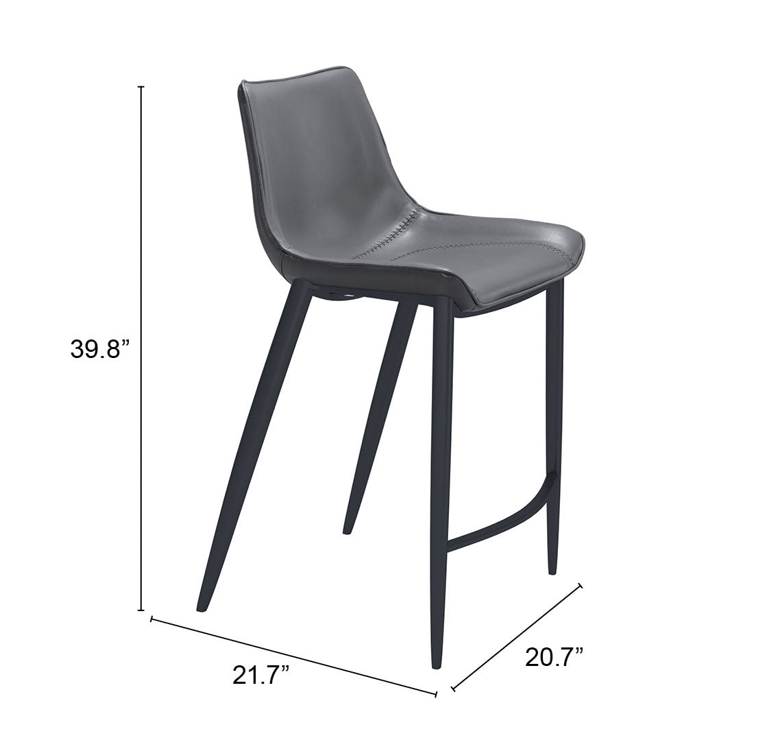 Magnus Counter Stool (Set of 2) Dark Gray & Black - Cozy Roots Decor