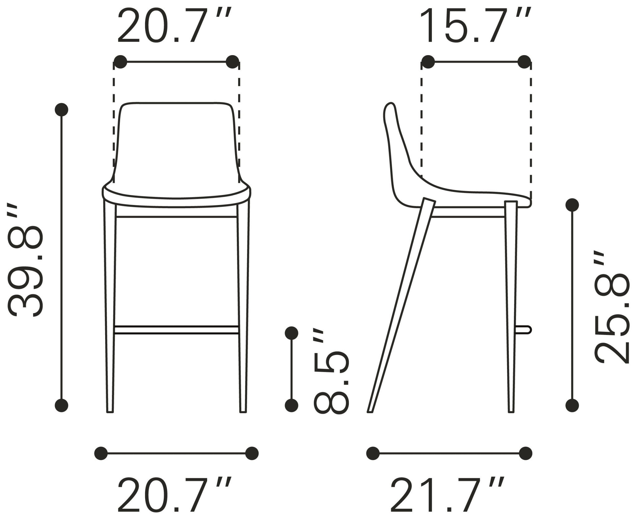 Magnus Counter Stool (Set of 2) Slate Gray & Walnut - Cozy Roots Decor