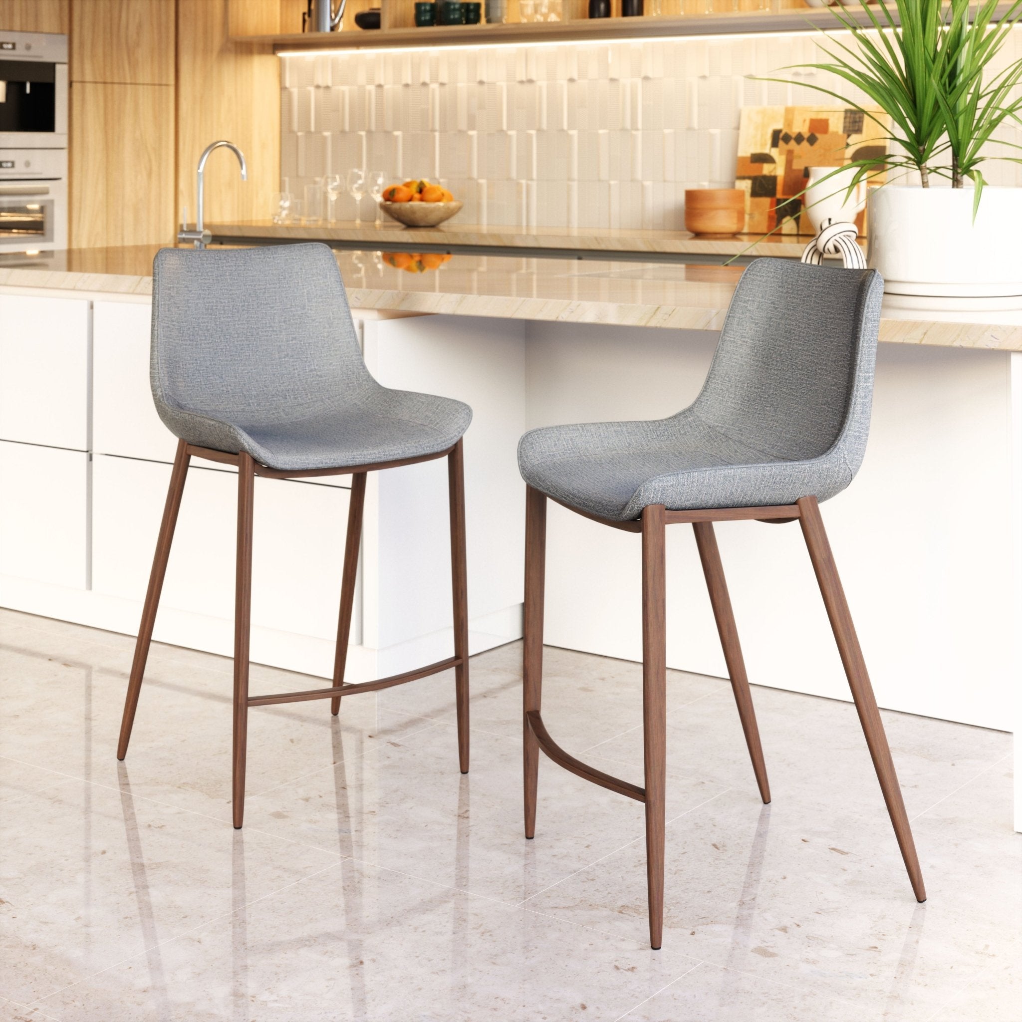 Magnus Counter Stool (Set of 2) Slate Gray & Walnut - Cozy Roots Decor