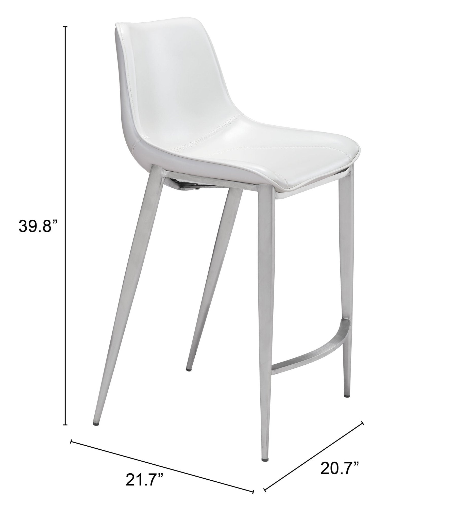Magnus Counter Stool (Set of 2) White & Silver - Cozy Roots Decor