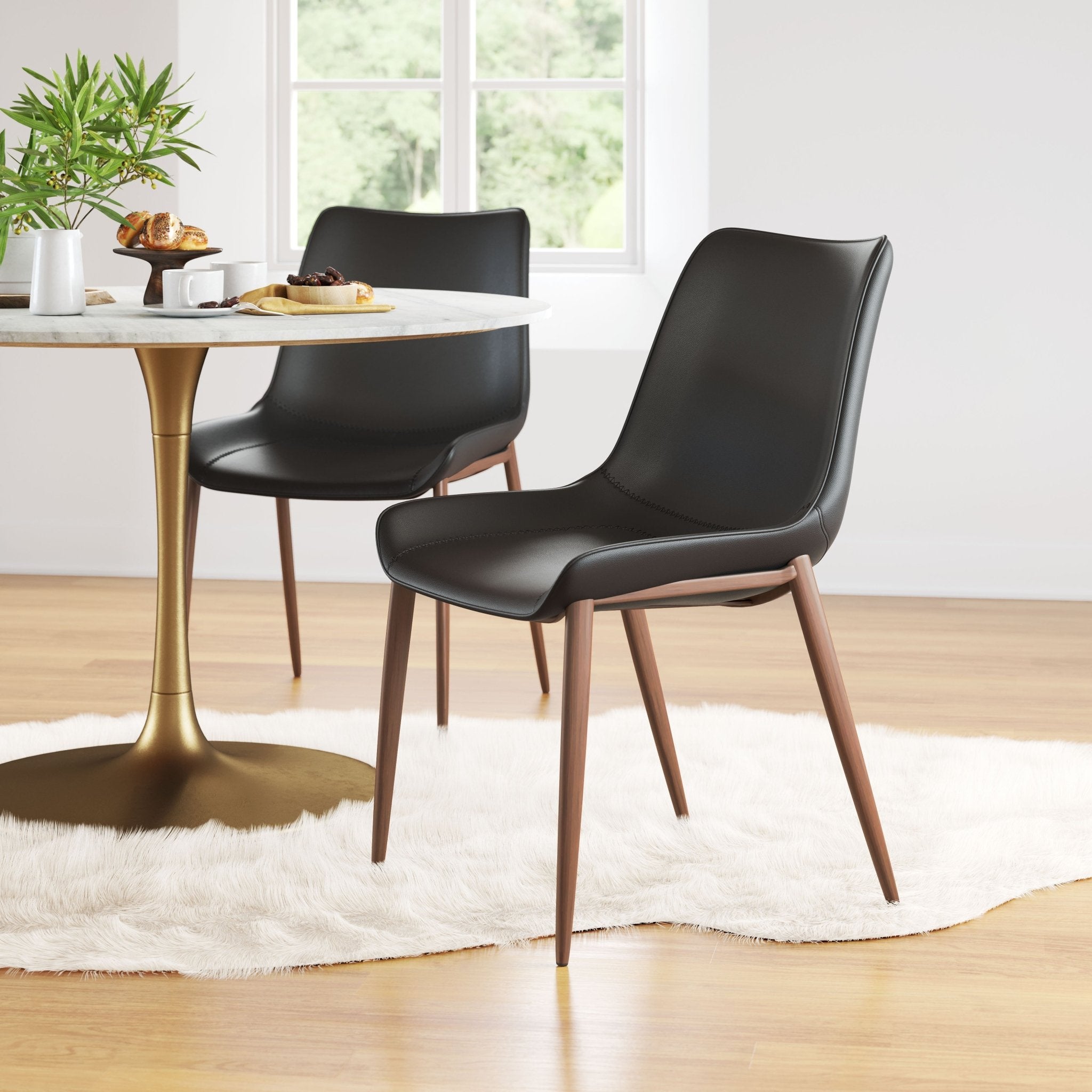Magnus Dining Chair (Set of 2) Black & Walnut - Cozy Roots Decor