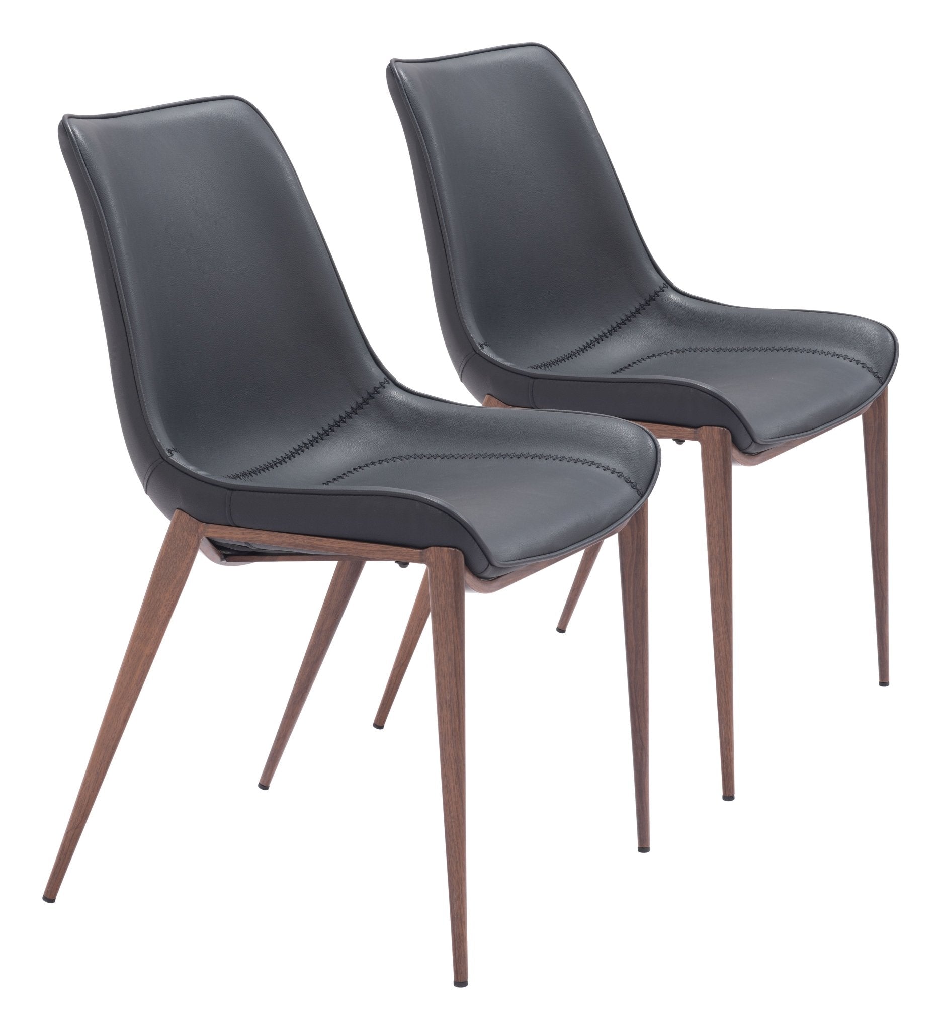 Magnus Dining Chair (Set of 2) Black & Walnut - Cozy Roots Decor