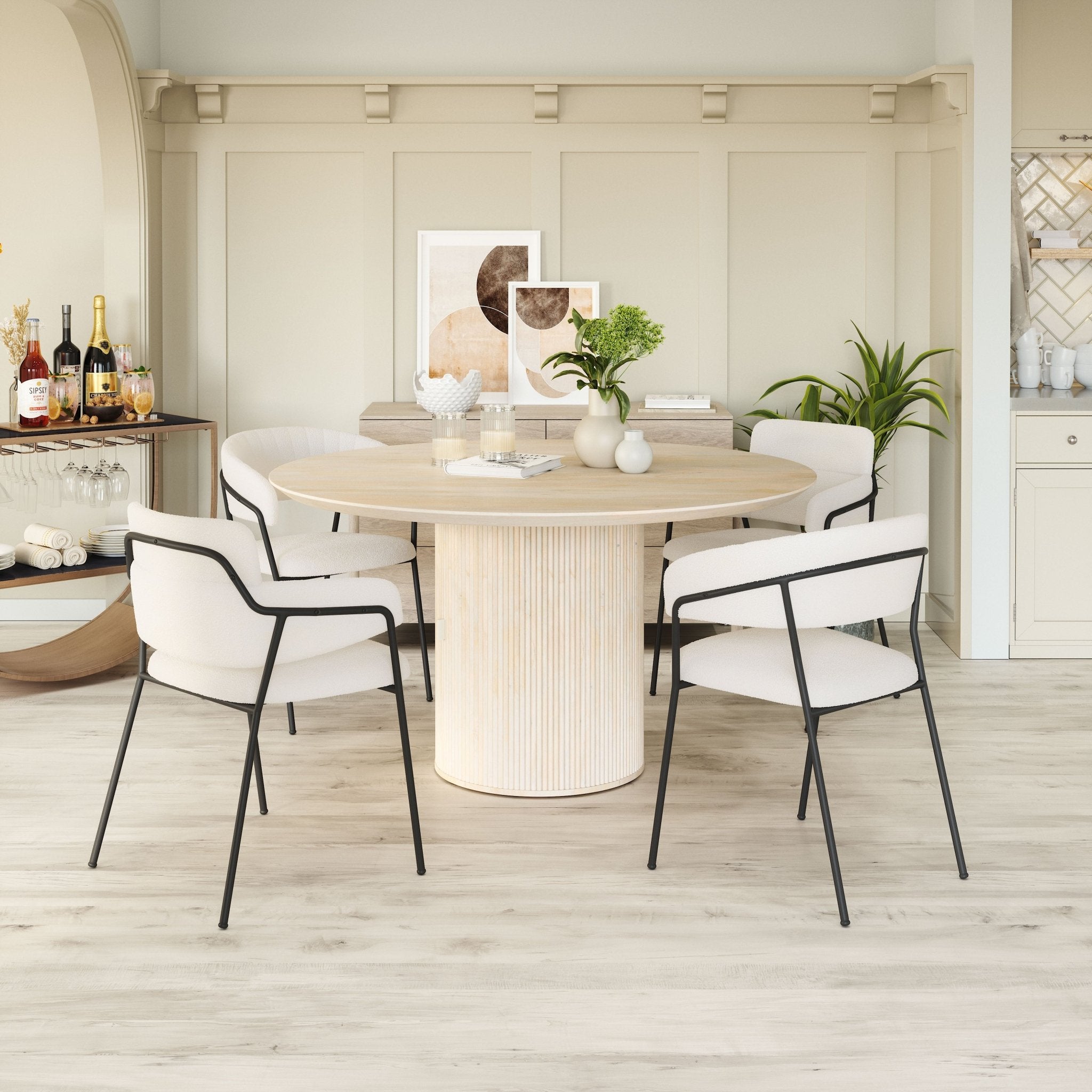 Marcel Dining Chair (Set of 2) Cream - Cozy Roots Decor