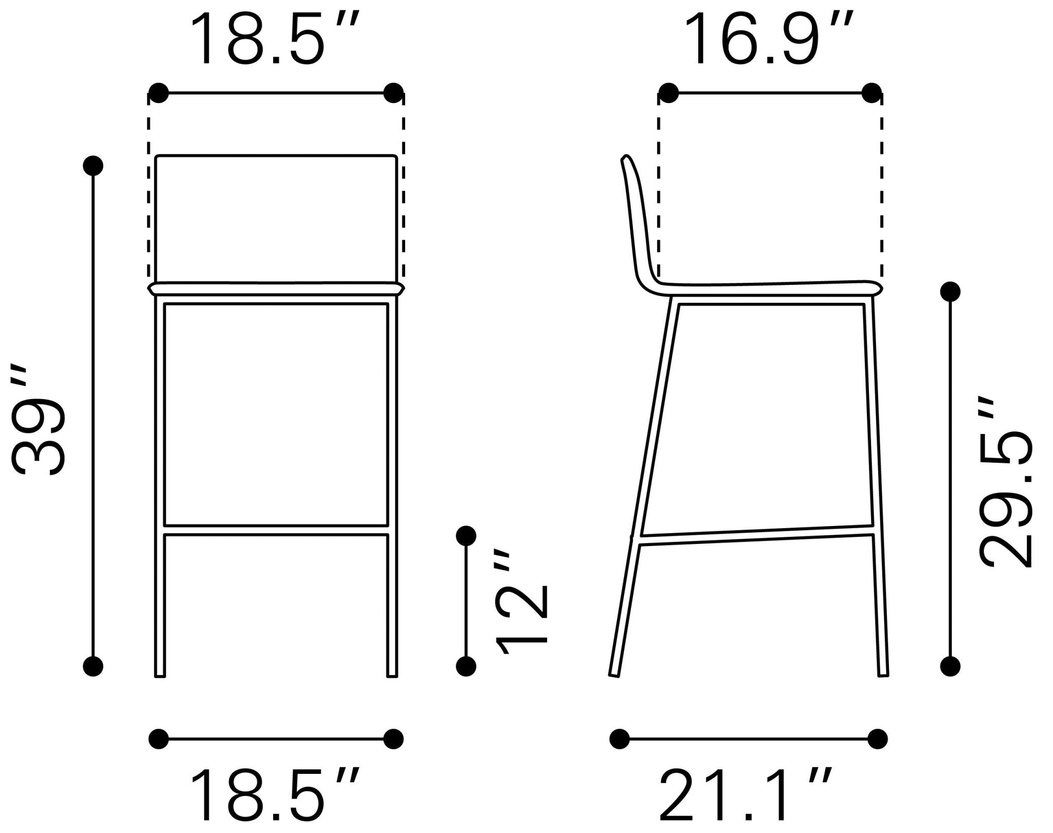 Marina Barstool (Set of 2) Black - Cozy Roots Decor