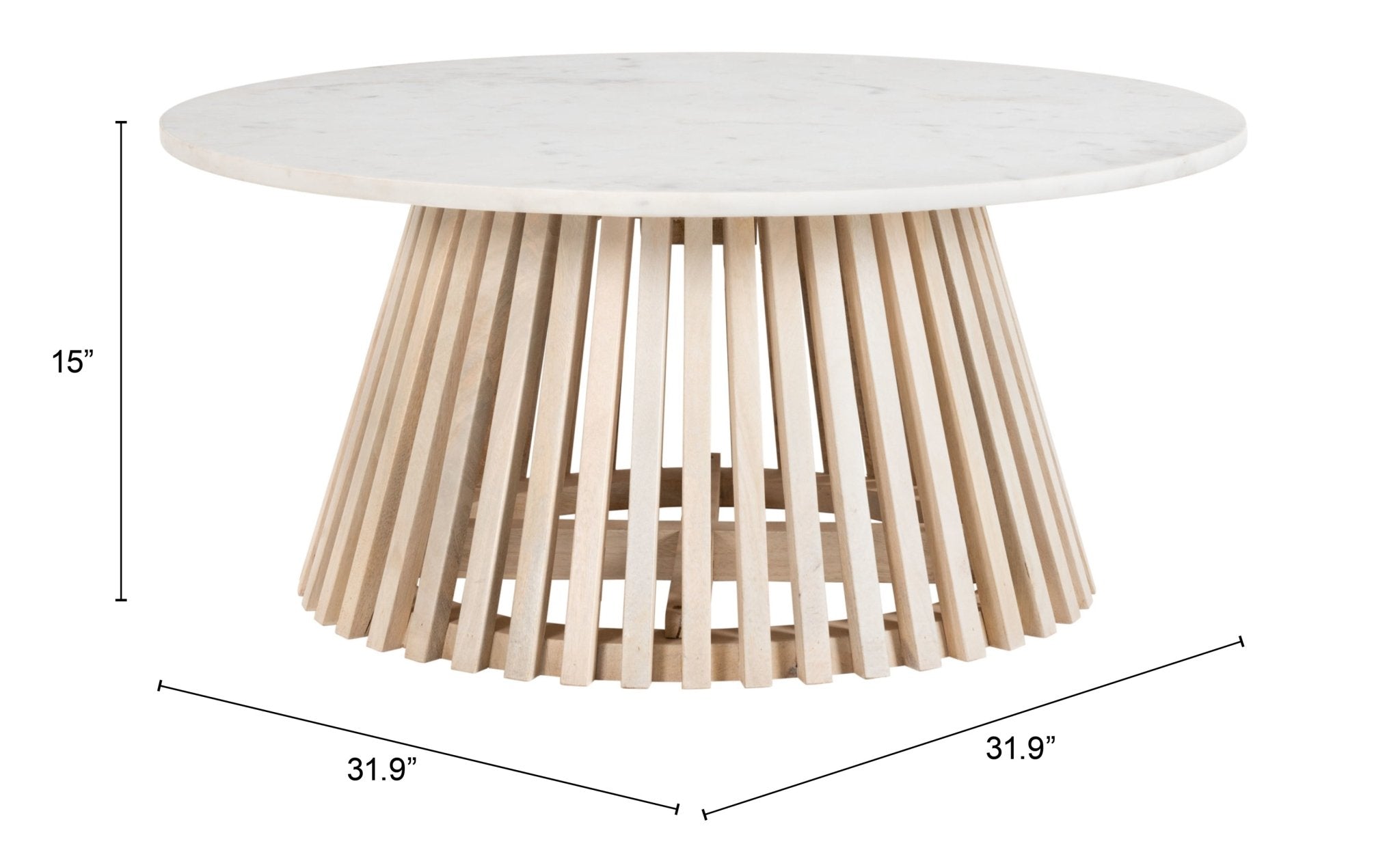 Mazara Coffee Table White & Natural - Cozy Roots Decor