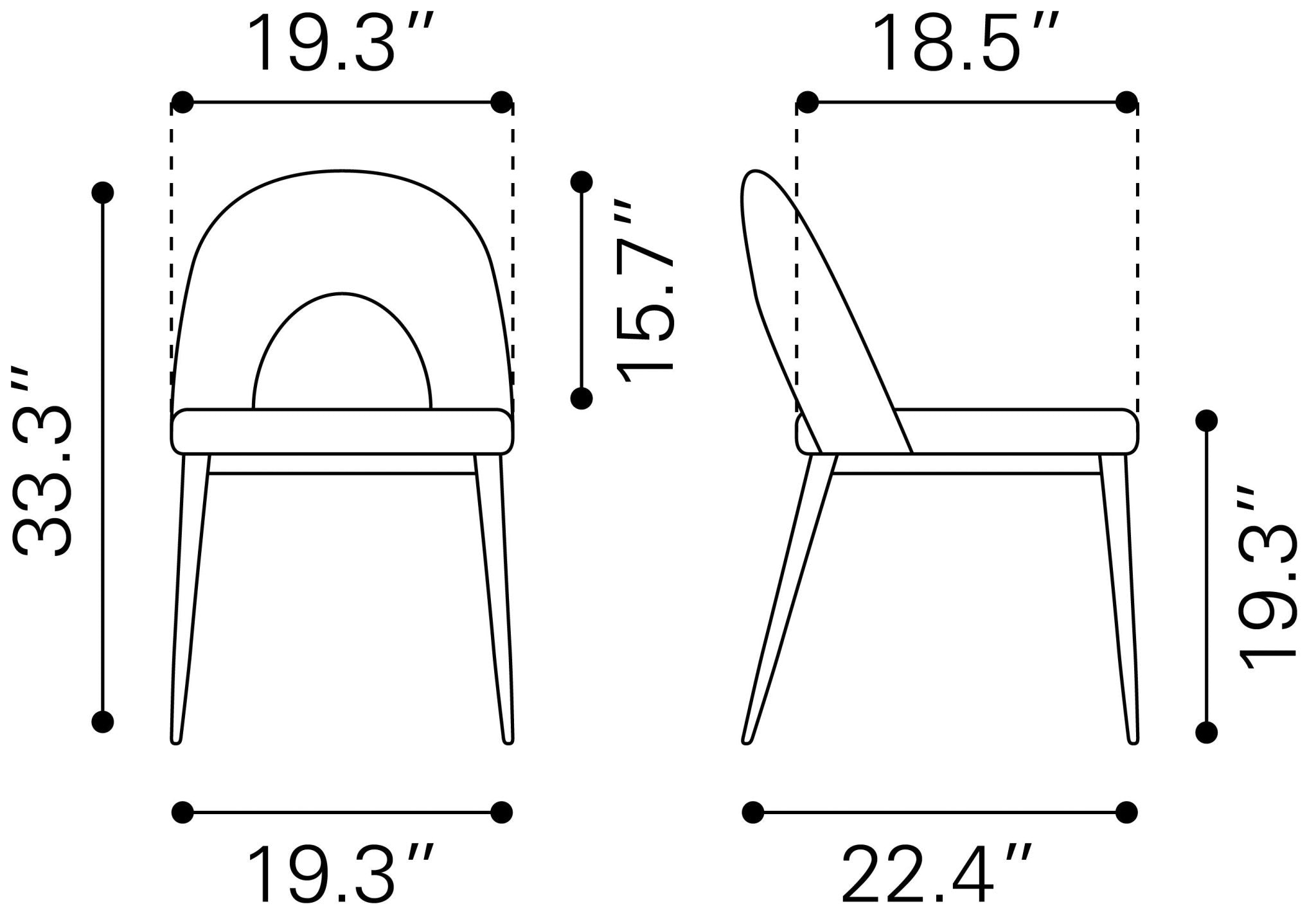 Menlo Dining Chair (Set of 2) Gray - Cozy Roots Decor