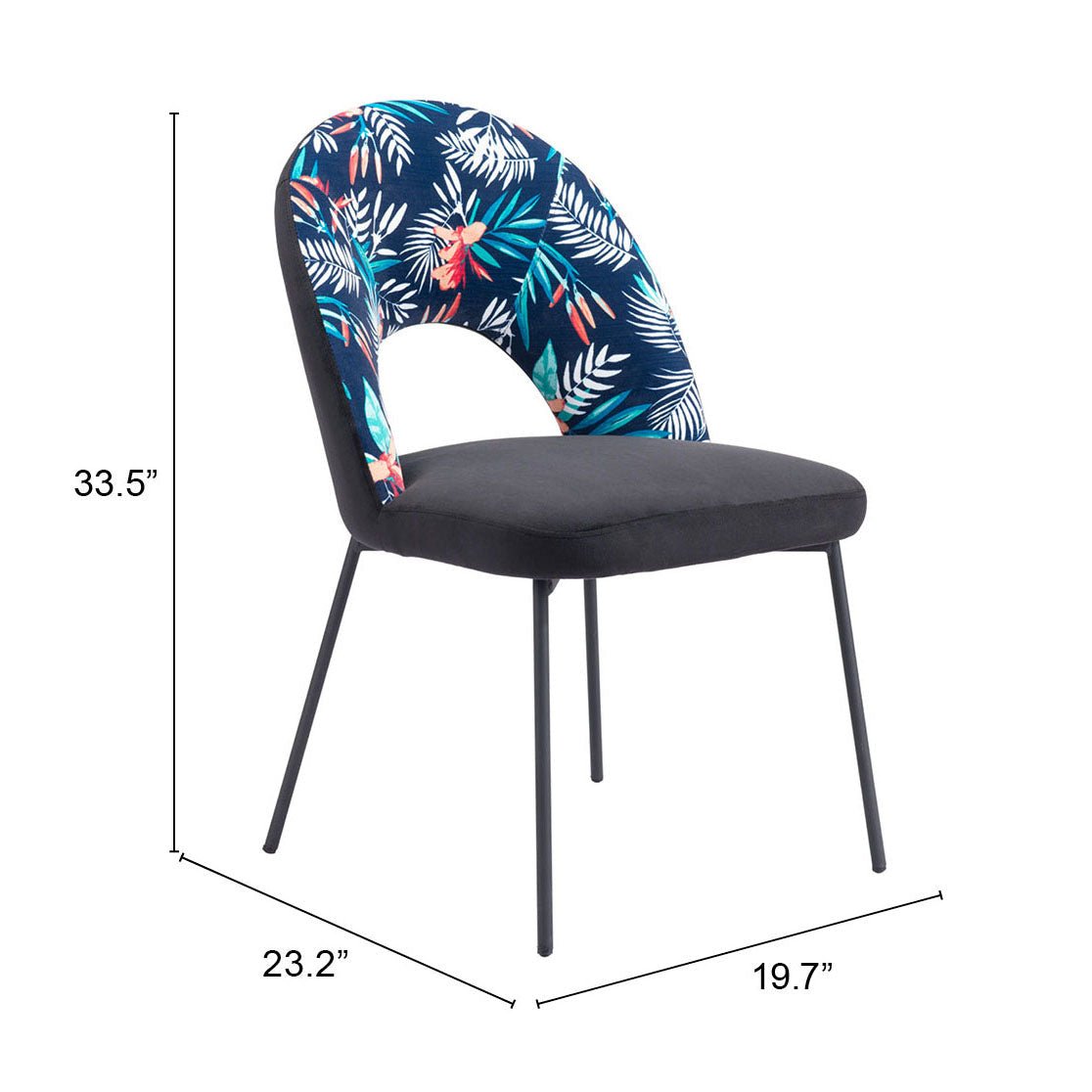 Merion Dining Chair (Set of 2) Multicolor Print & Black - Cozy Roots Decor