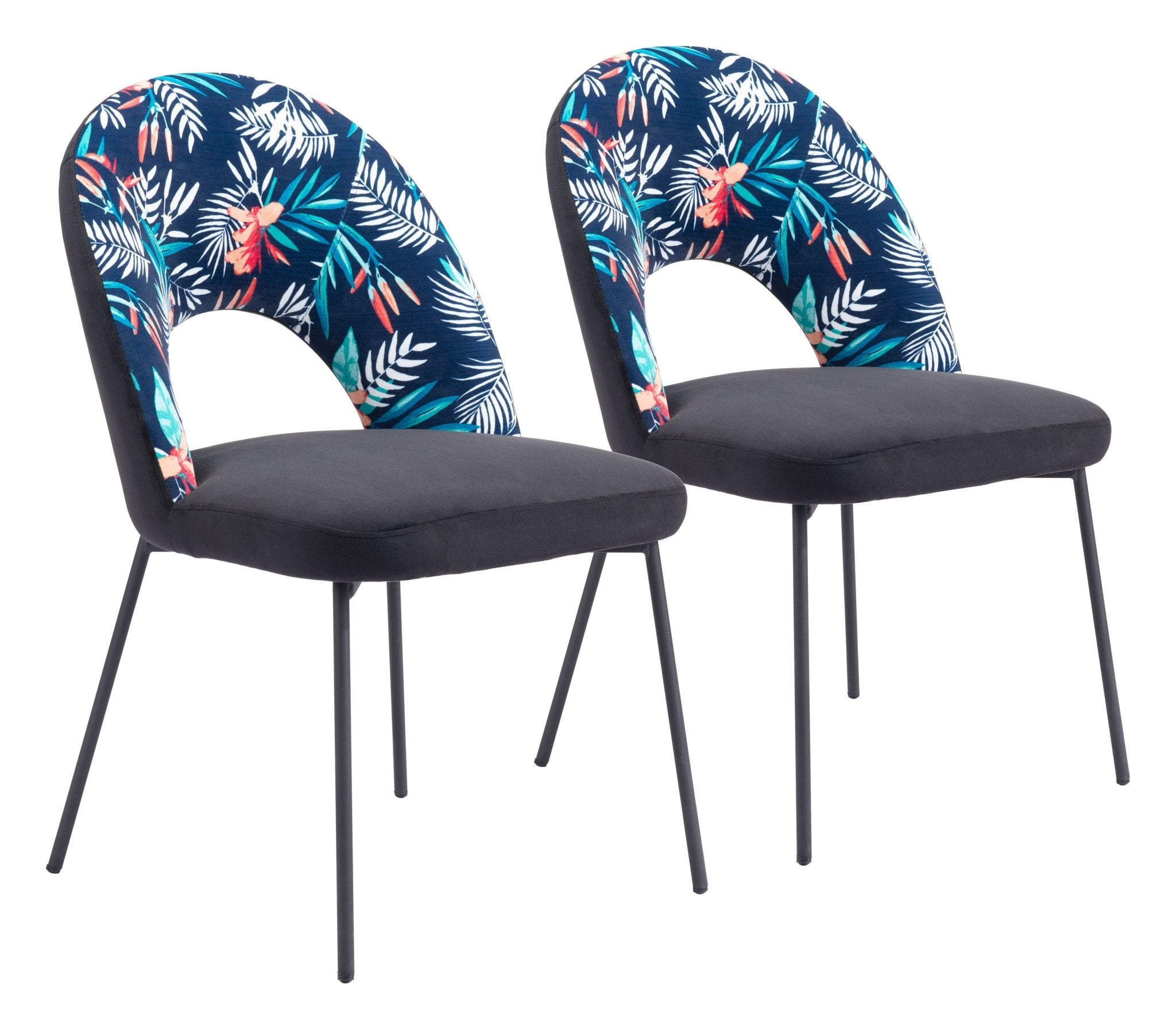 Merion Dining Chair (Set of 2) Multicolor Print & Black - Cozy Roots Decor