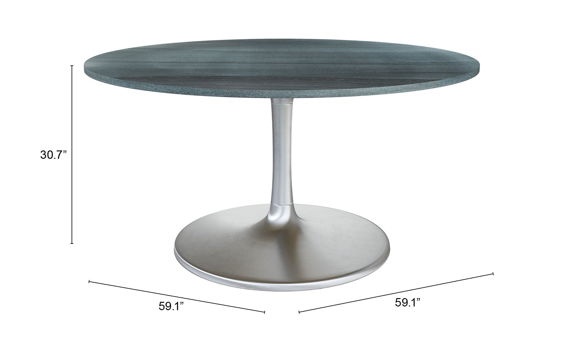 Metropolis Dining Table (60") Gray & Silver - Cozy Roots Decor