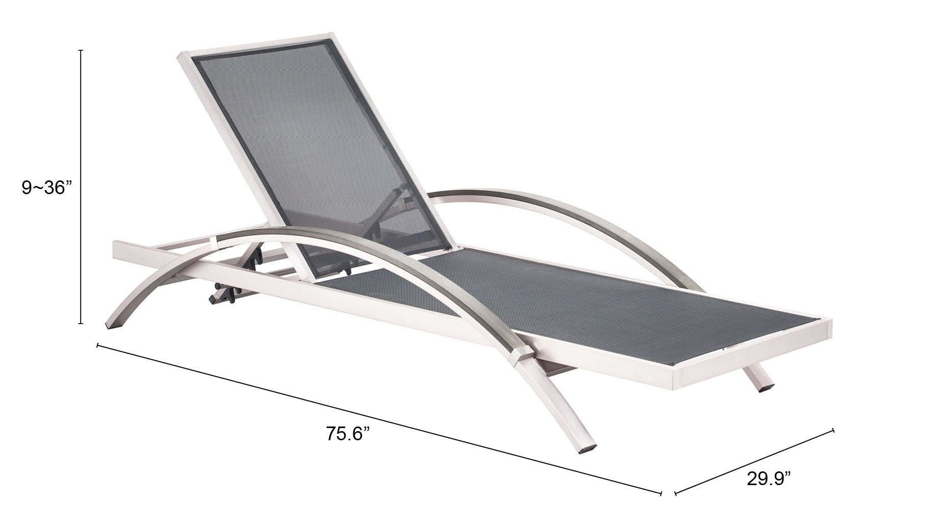 Metropolitan Chaise Lounge Gray & Silver - Cozy Roots Decor
