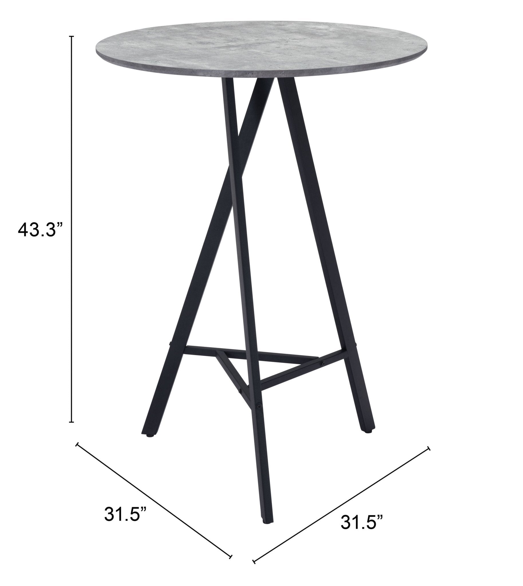 Metz Bar Table Gray - Cozy Roots Decor