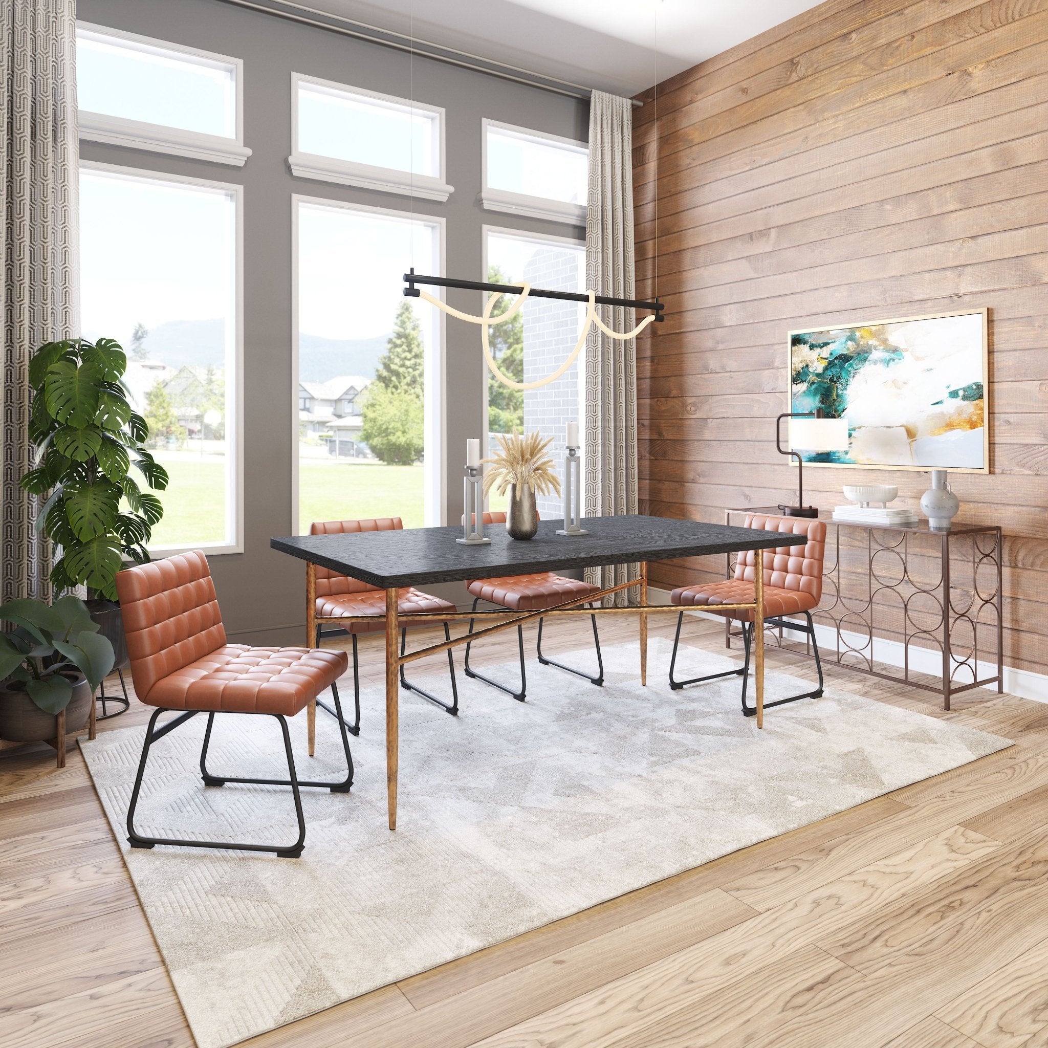 Nida Dining Table Black & Bronze - Cozy Roots Decor
