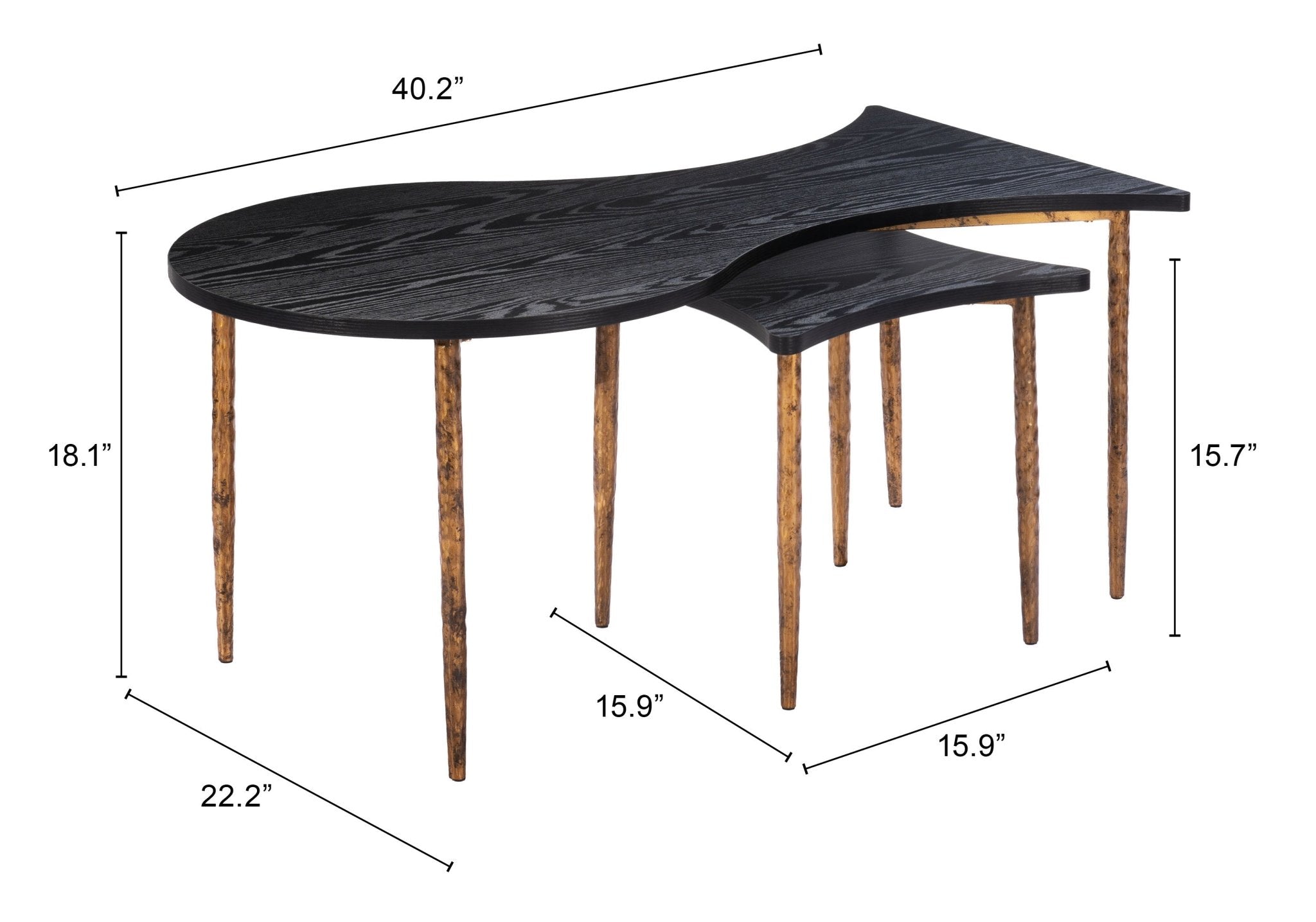 Norden Coffee Table Set (2 - Piece) Black & Bronze - Cozy Roots Decor