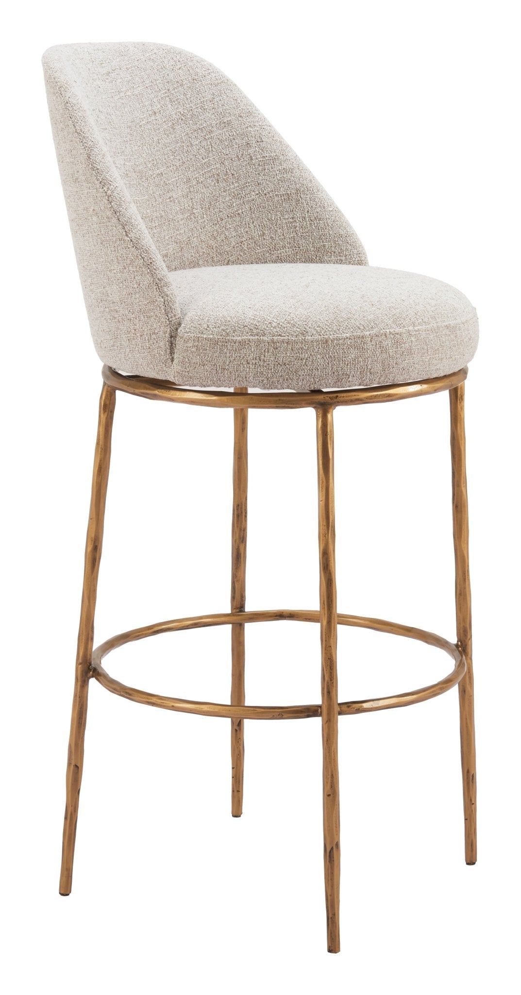 Nordhavn Swivel Barstool Beige & Gold - Cozy Roots Decor