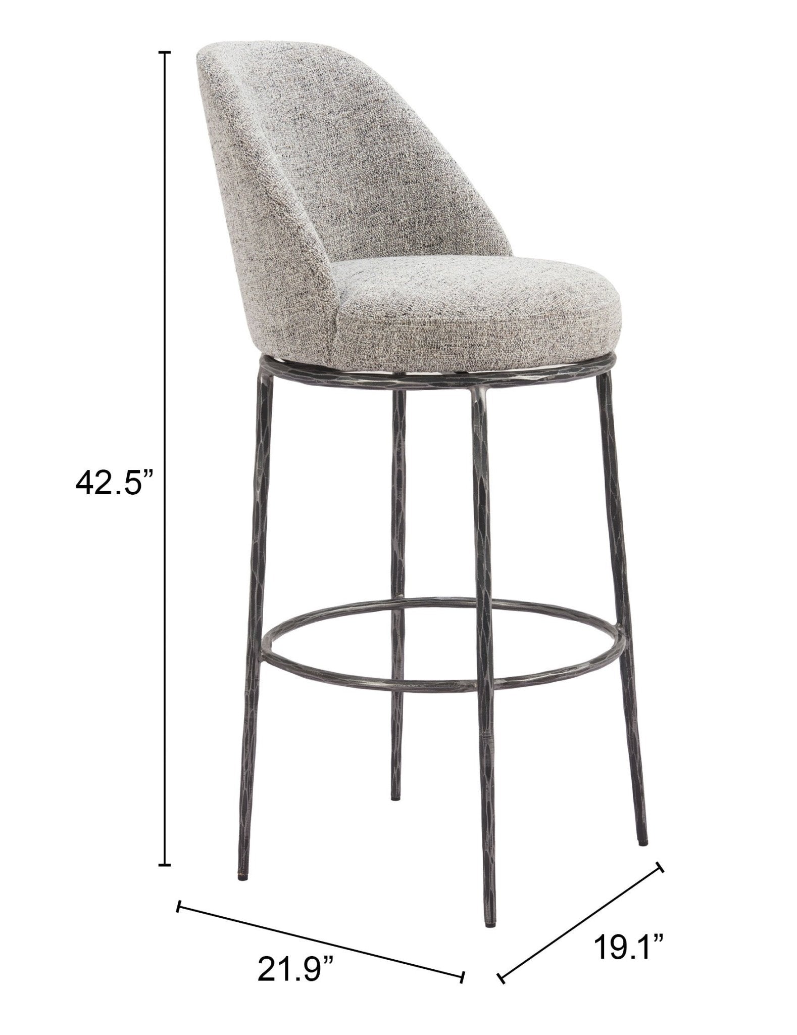 Nordhavn Swivel Barstool Gray - Cozy Roots Decor