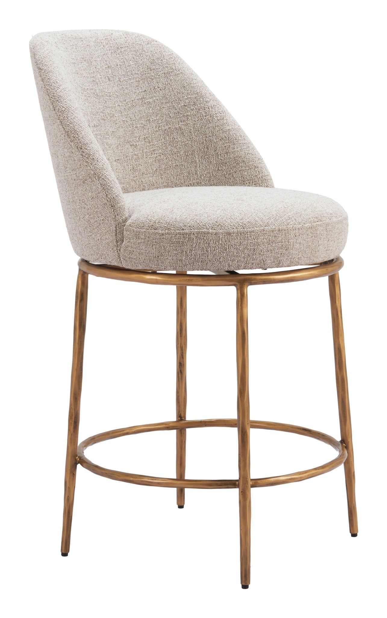 Nordhavn Swivel Counter Stool Beige & Gold - Cozy Roots Decor