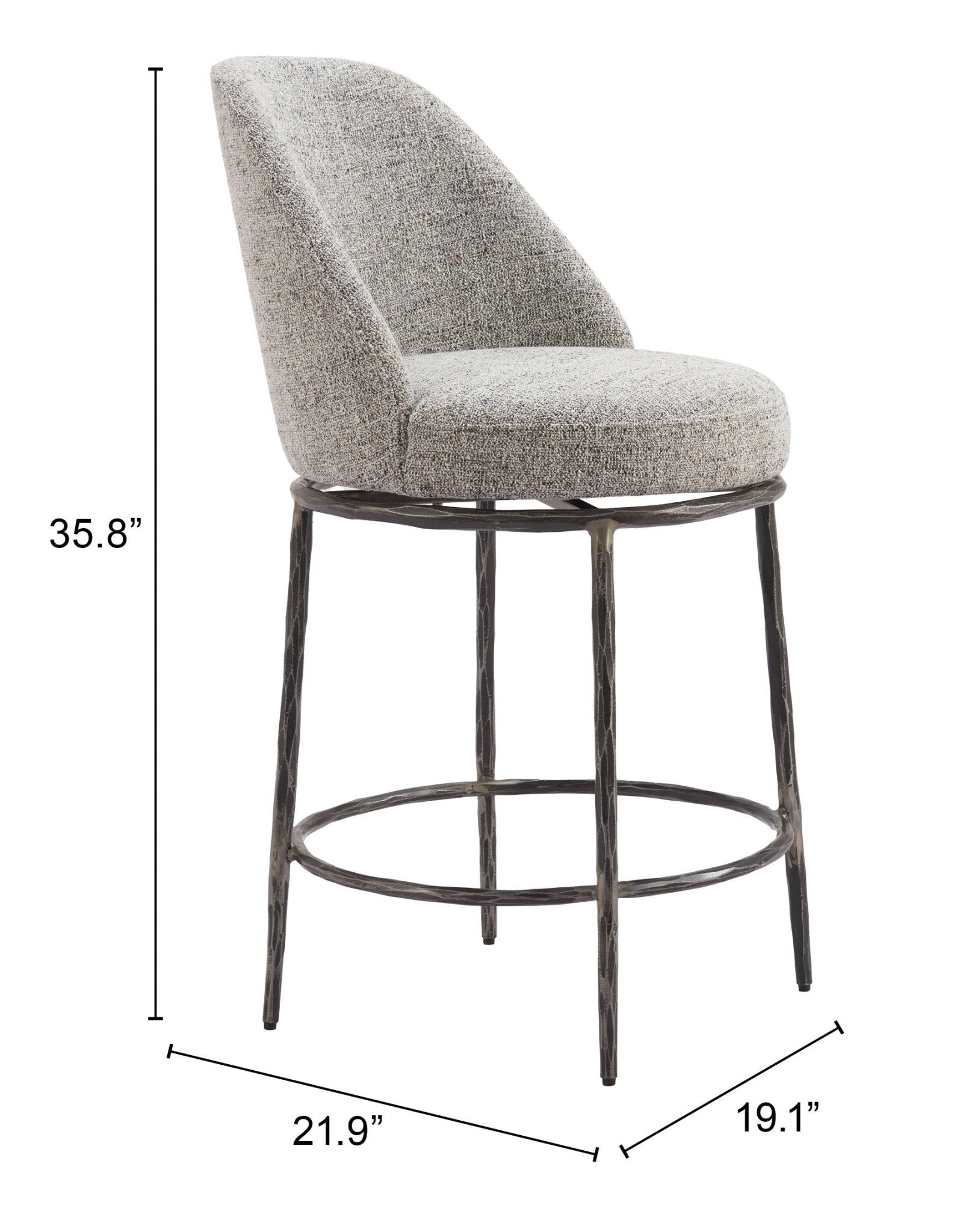 Nordhavn Swivel Counter Stool Gray - Cozy Roots Decor