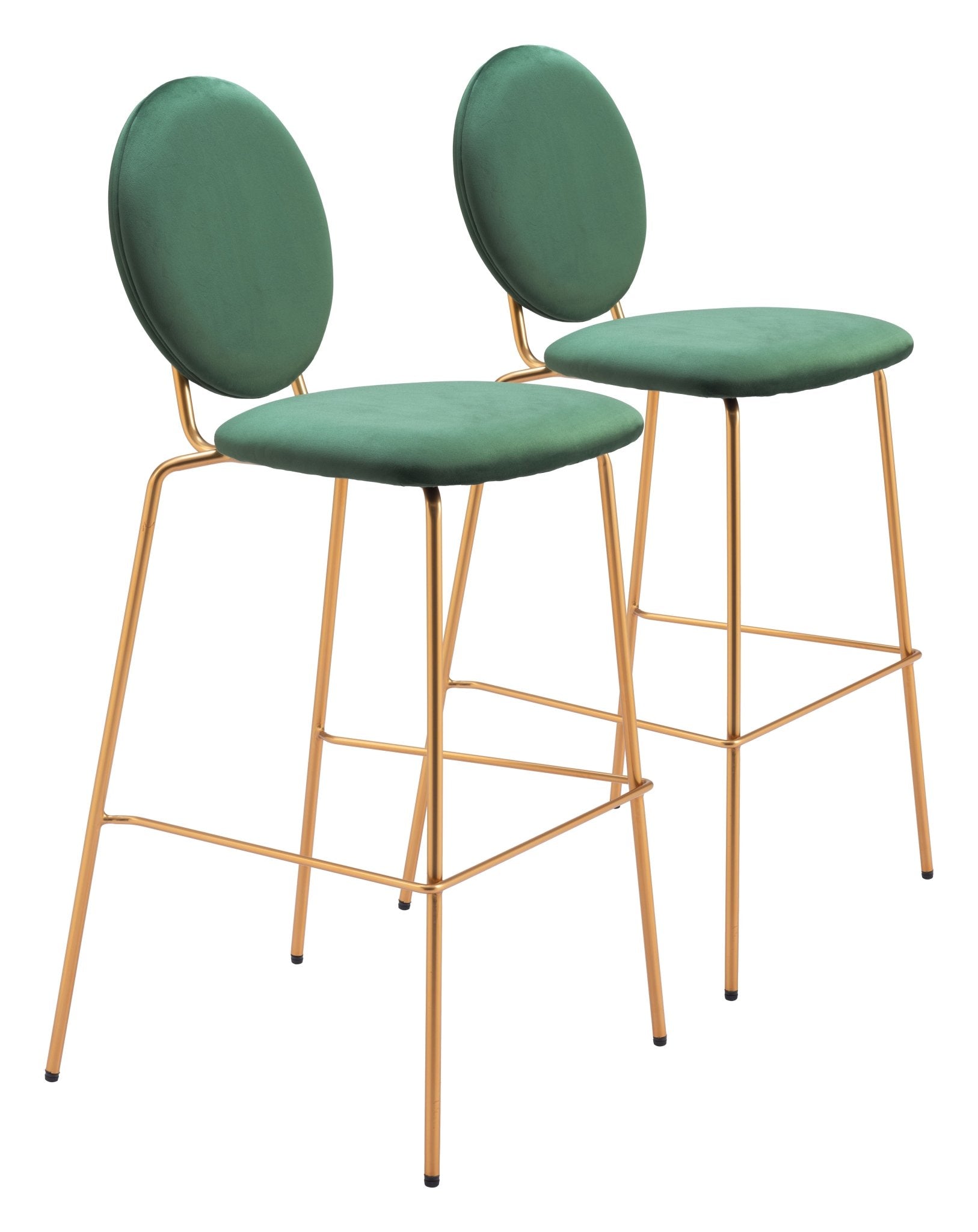 Odessa Barstool (Set of 2) Green & Gold - Cozy Roots Decor
