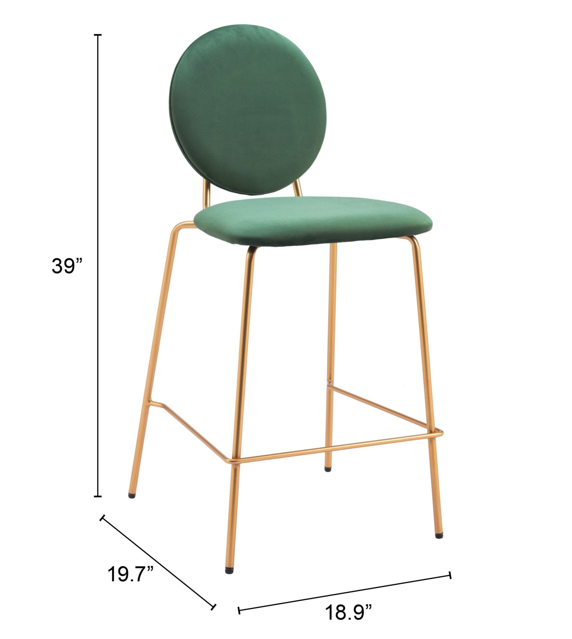 Odessa Counter Stool (Set of 2) Green & Gold - Cozy Roots Decor