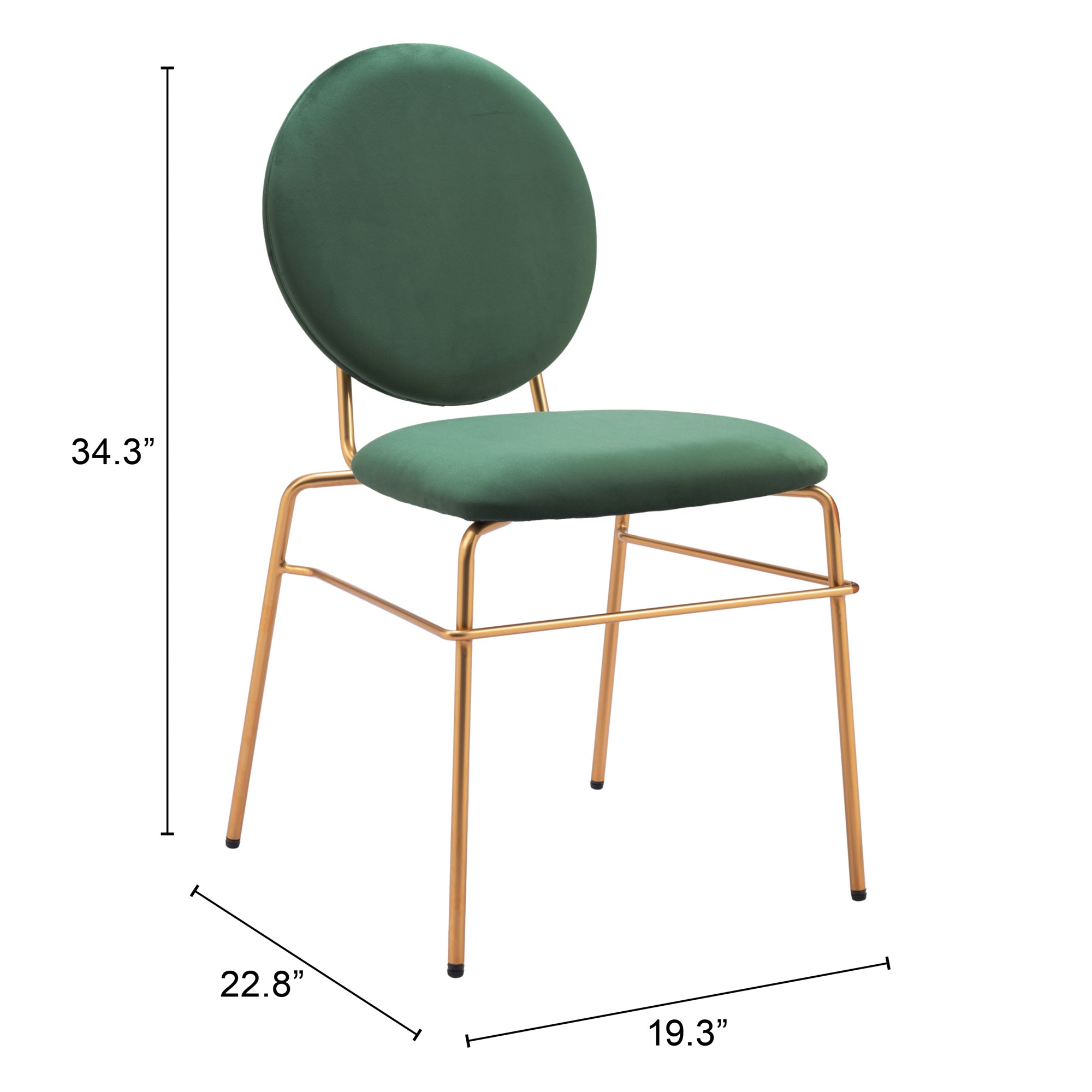 Odessa Dining Chair (Set of 2) Green & Gold - Cozy Roots Decor