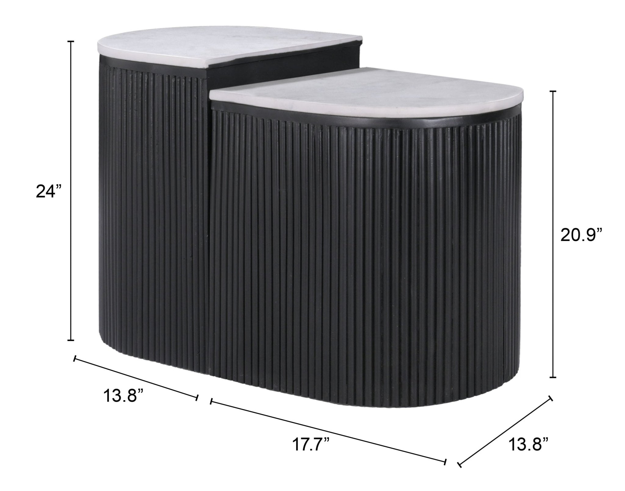 Ormara Side Table Set (2 - Piece) White & Black - Cozy Roots Decor