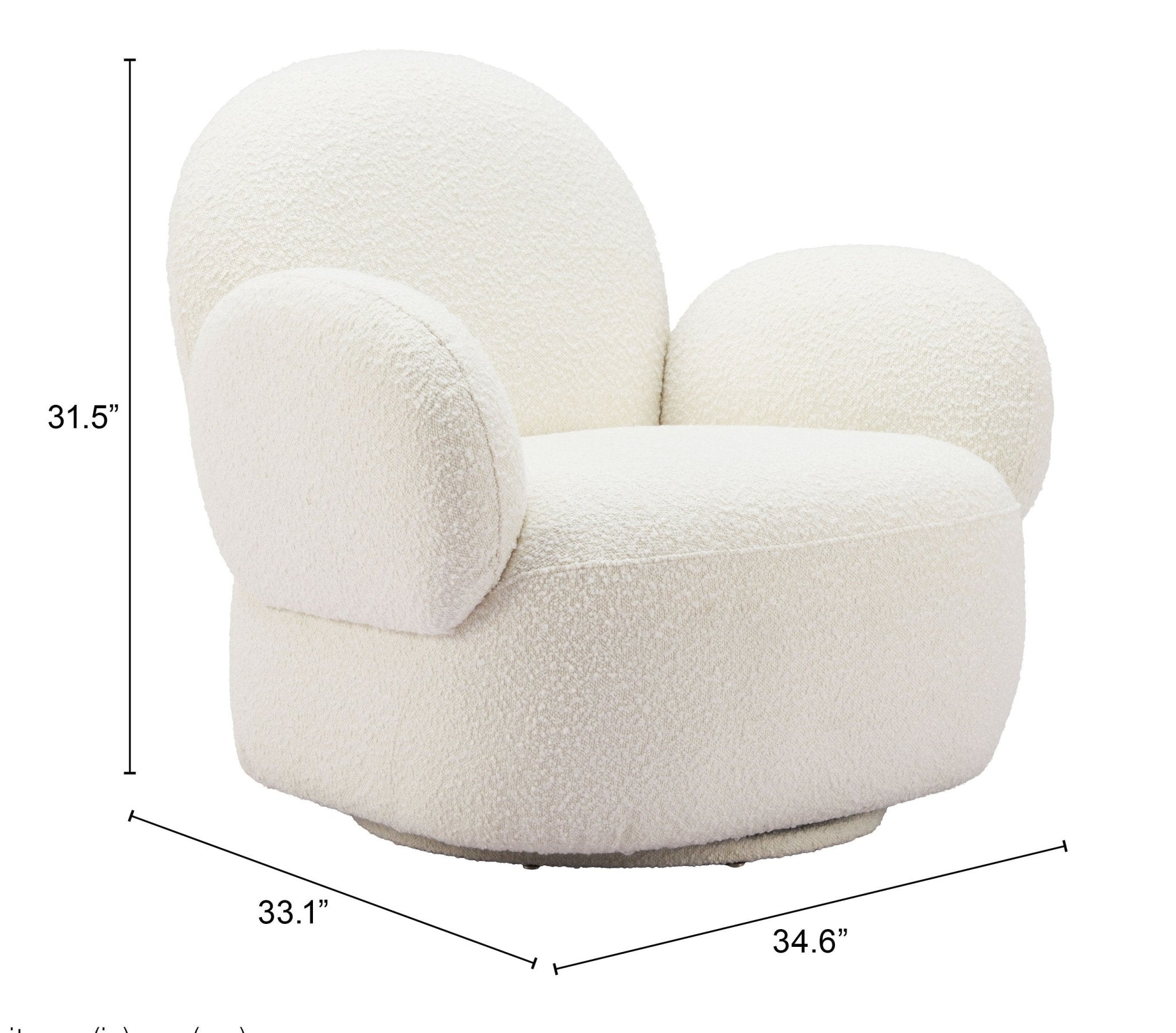 Pilka Swivel Chair White - Cozy Roots Decor
