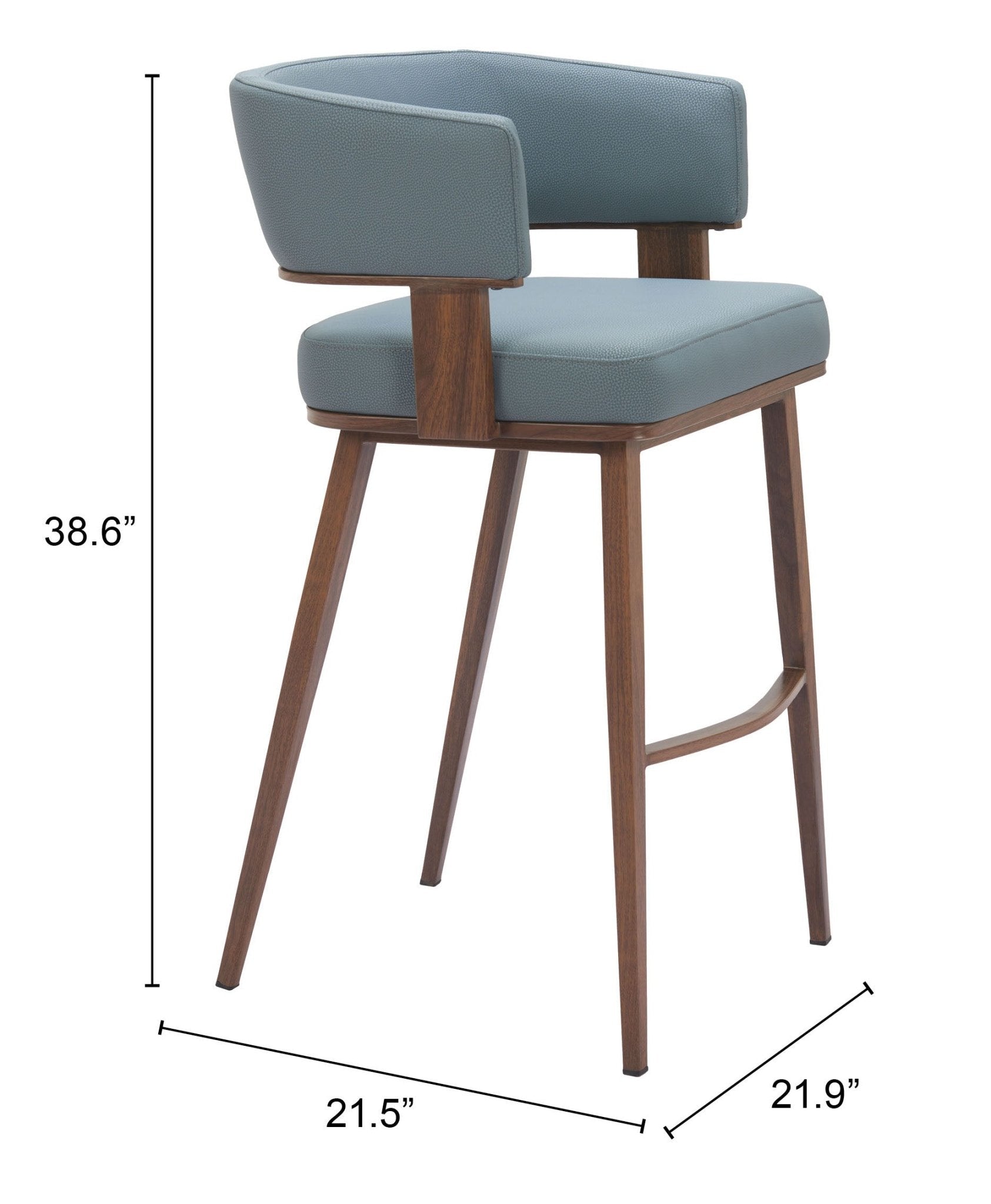 Poise Barstool (Set of 2) Azure Gray & Walnut - Cozy Roots Decor