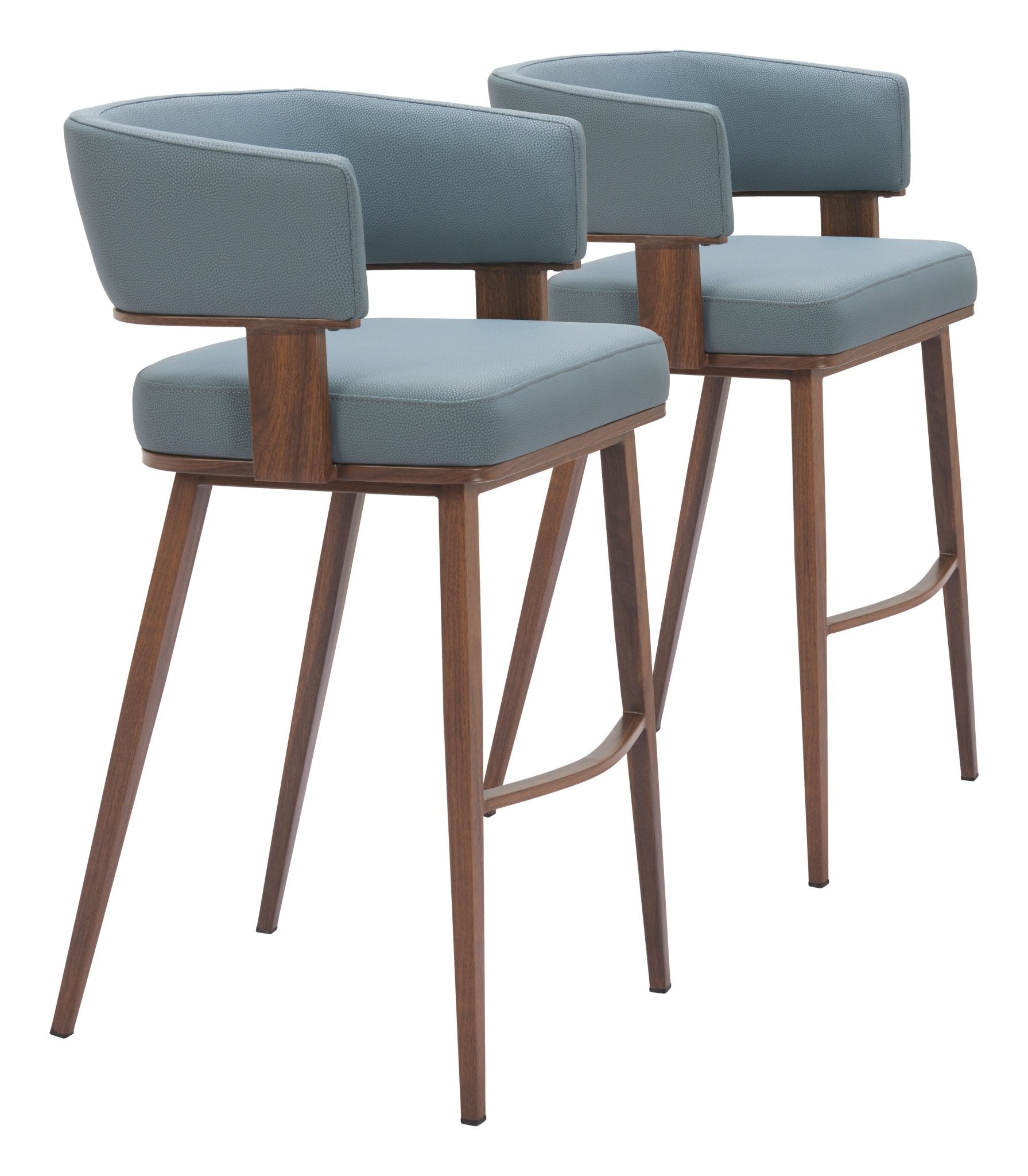 Poise Barstool (Set of 2) Azure Gray & Walnut - Cozy Roots Decor