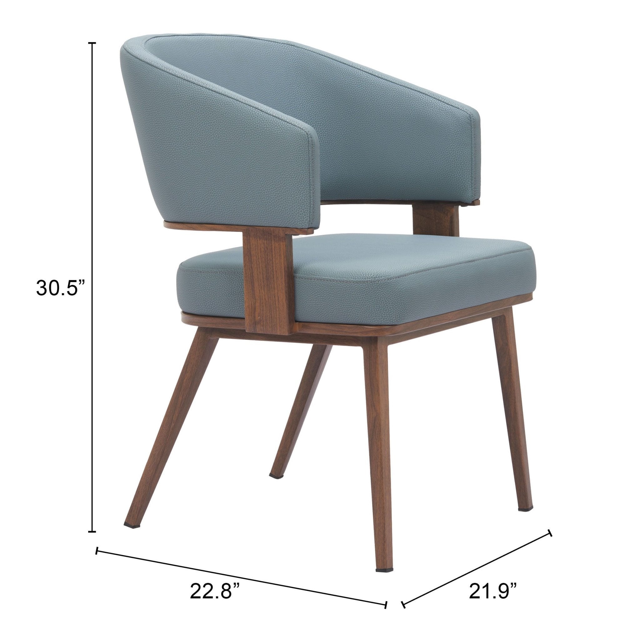 Poise Dining Chair (Set of 2) Azure Gray & Walnut - Cozy Roots Decor