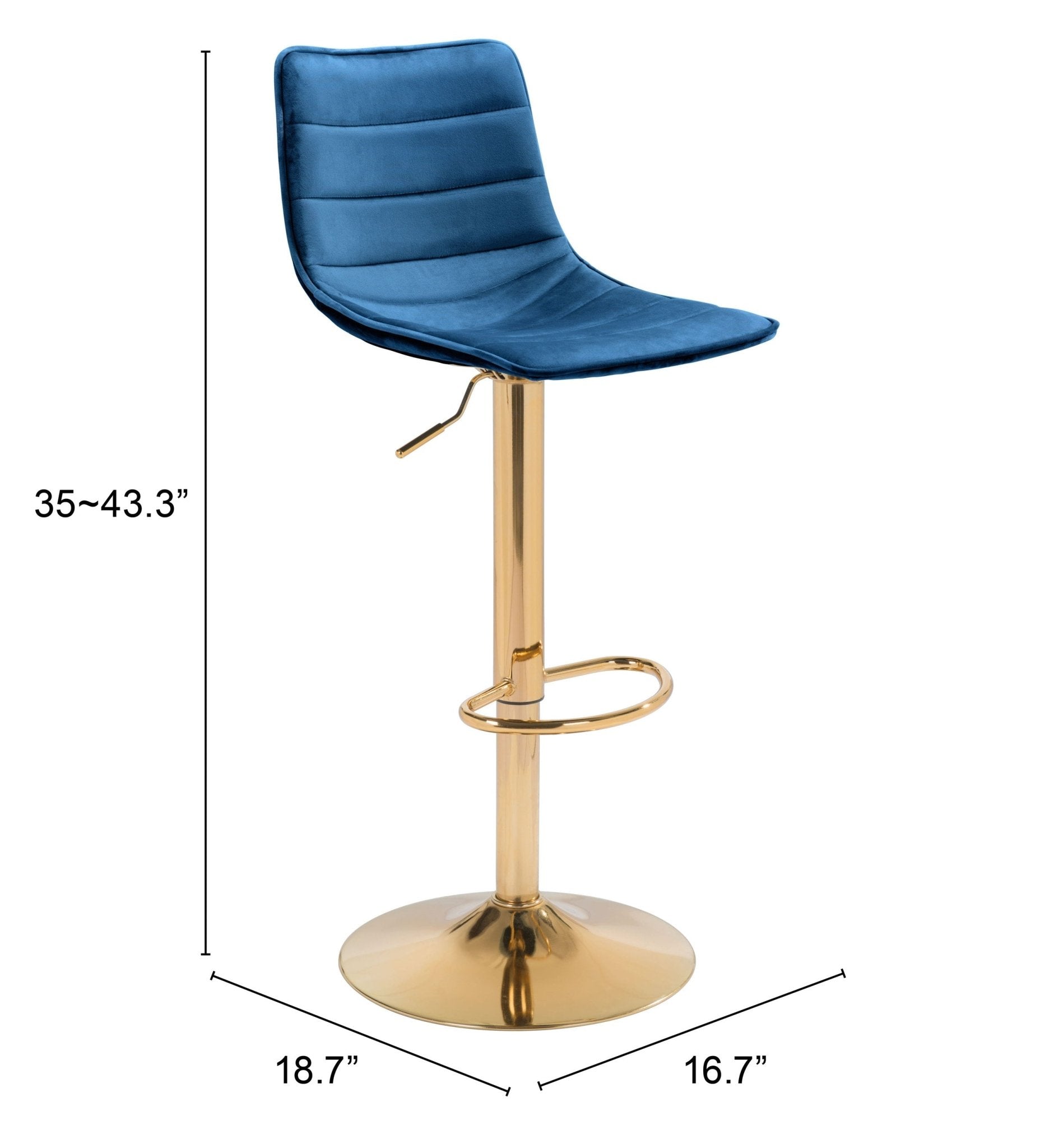 Prima Barstool Dark Blue & Gold - Cozy Roots Decor
