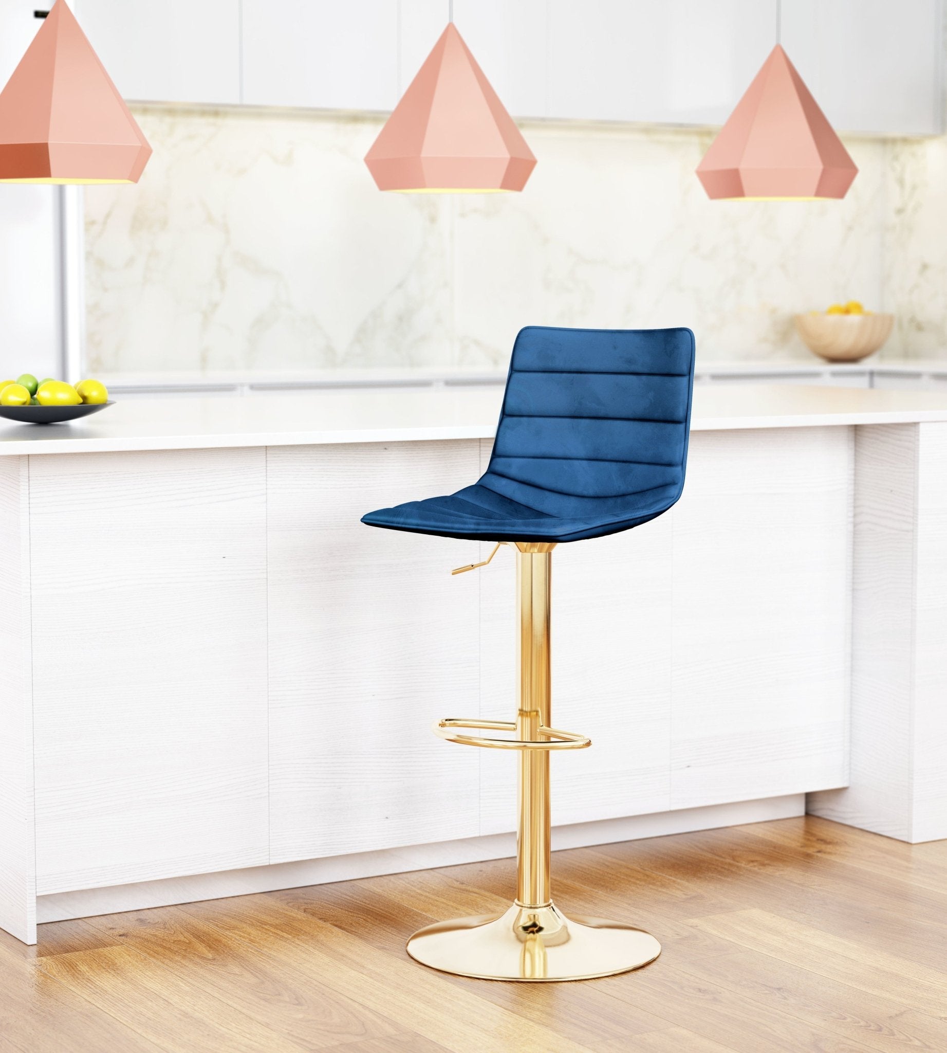 Prima Barstool Dark Blue & Gold - Cozy Roots Decor