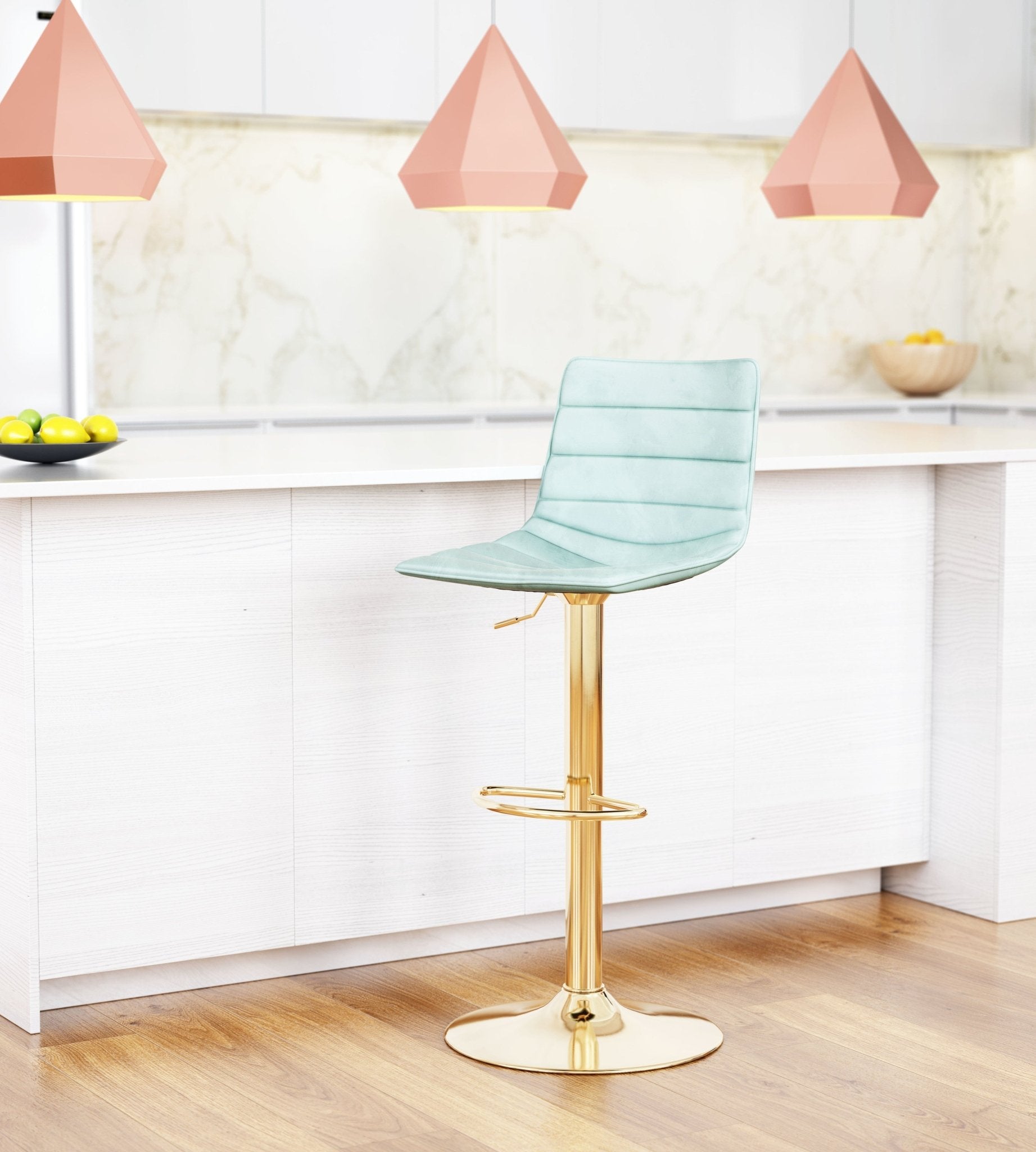 Prima Barstool Light Green & Gold - Cozy Roots Decor