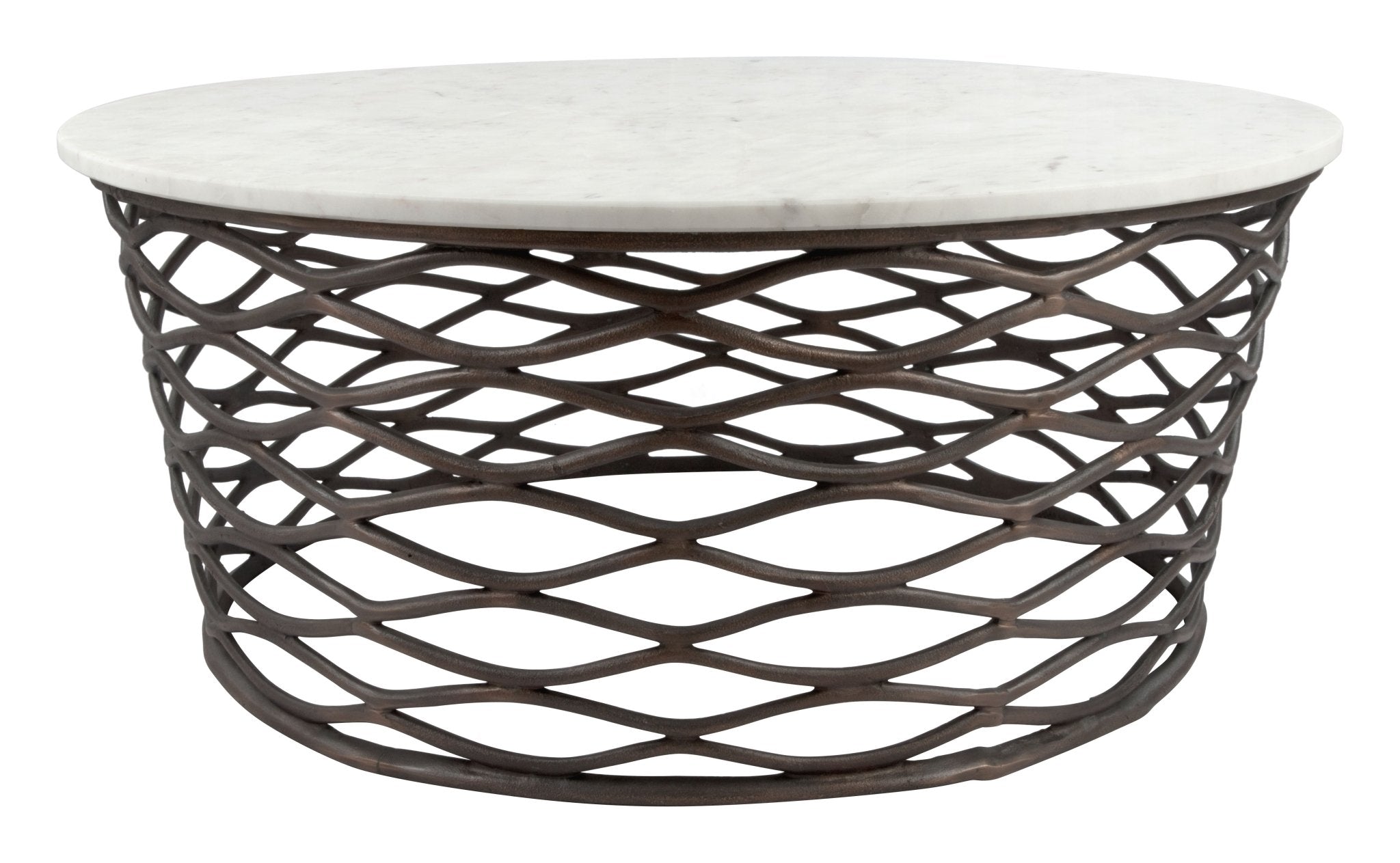 Queen Coffee Table White & Antique Bronze - Cozy Roots Decor