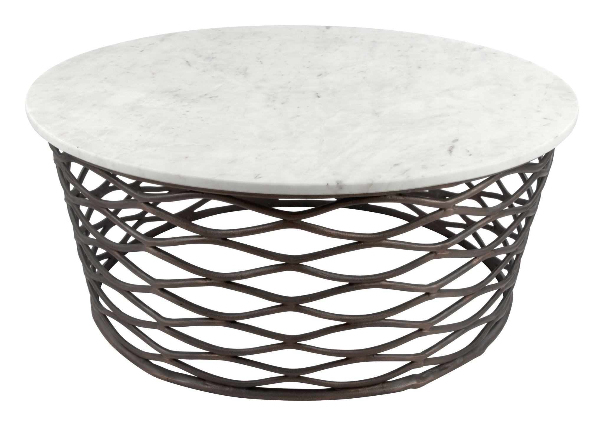 Queen Coffee Table White & Antique Bronze - Cozy Roots Decor