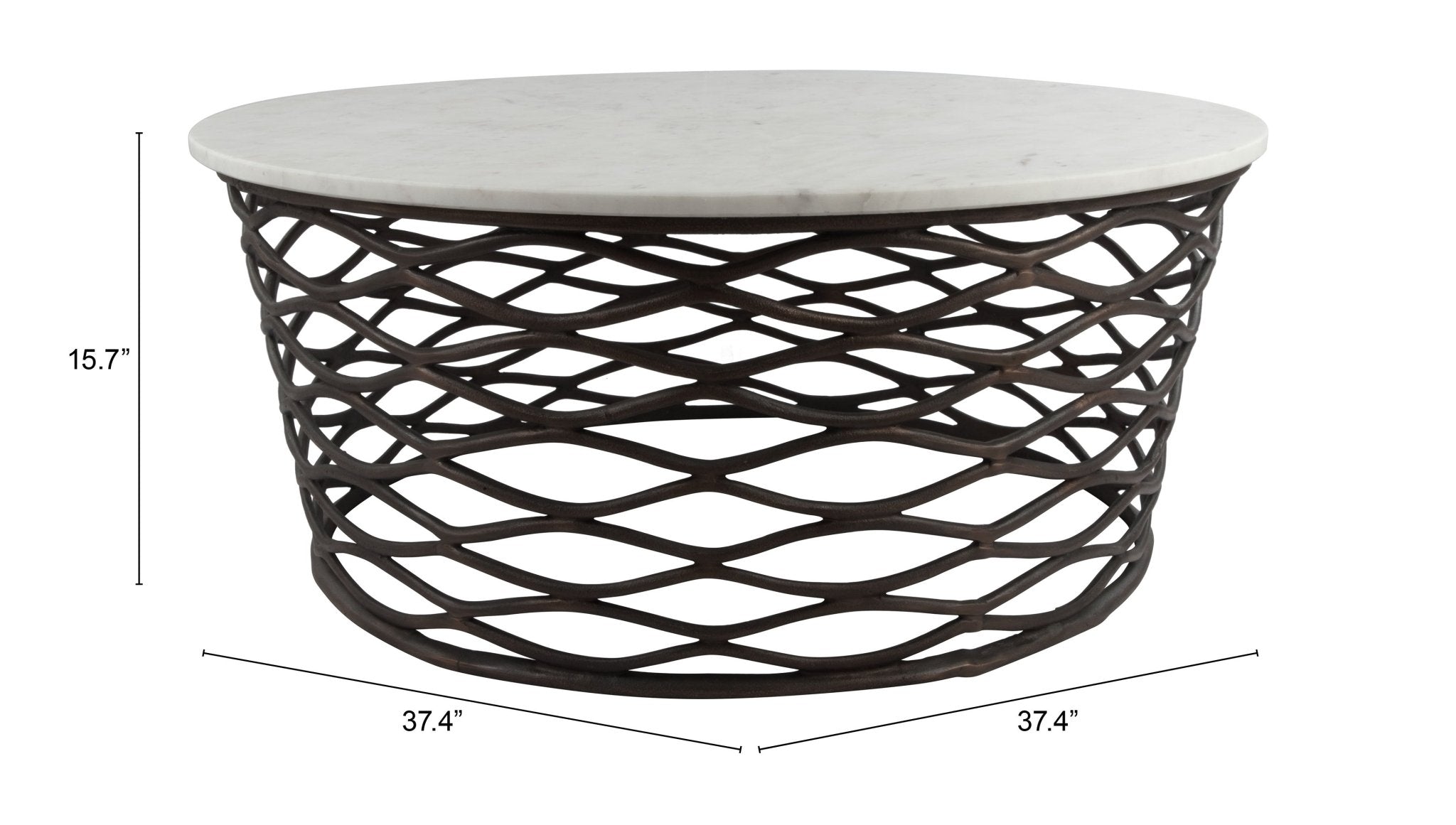 Queen Coffee Table White & Antique Bronze - Cozy Roots Decor