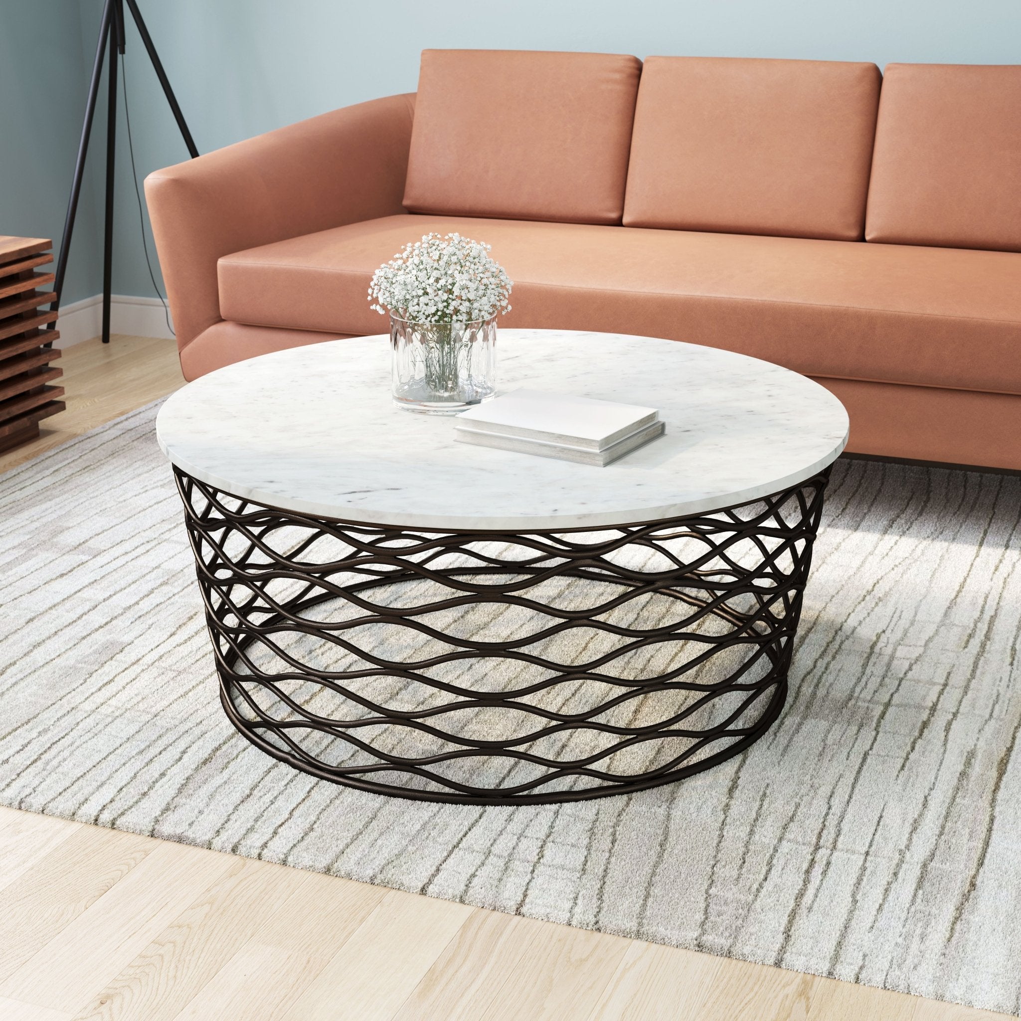Queen Coffee Table White & Antique Bronze - Cozy Roots Decor