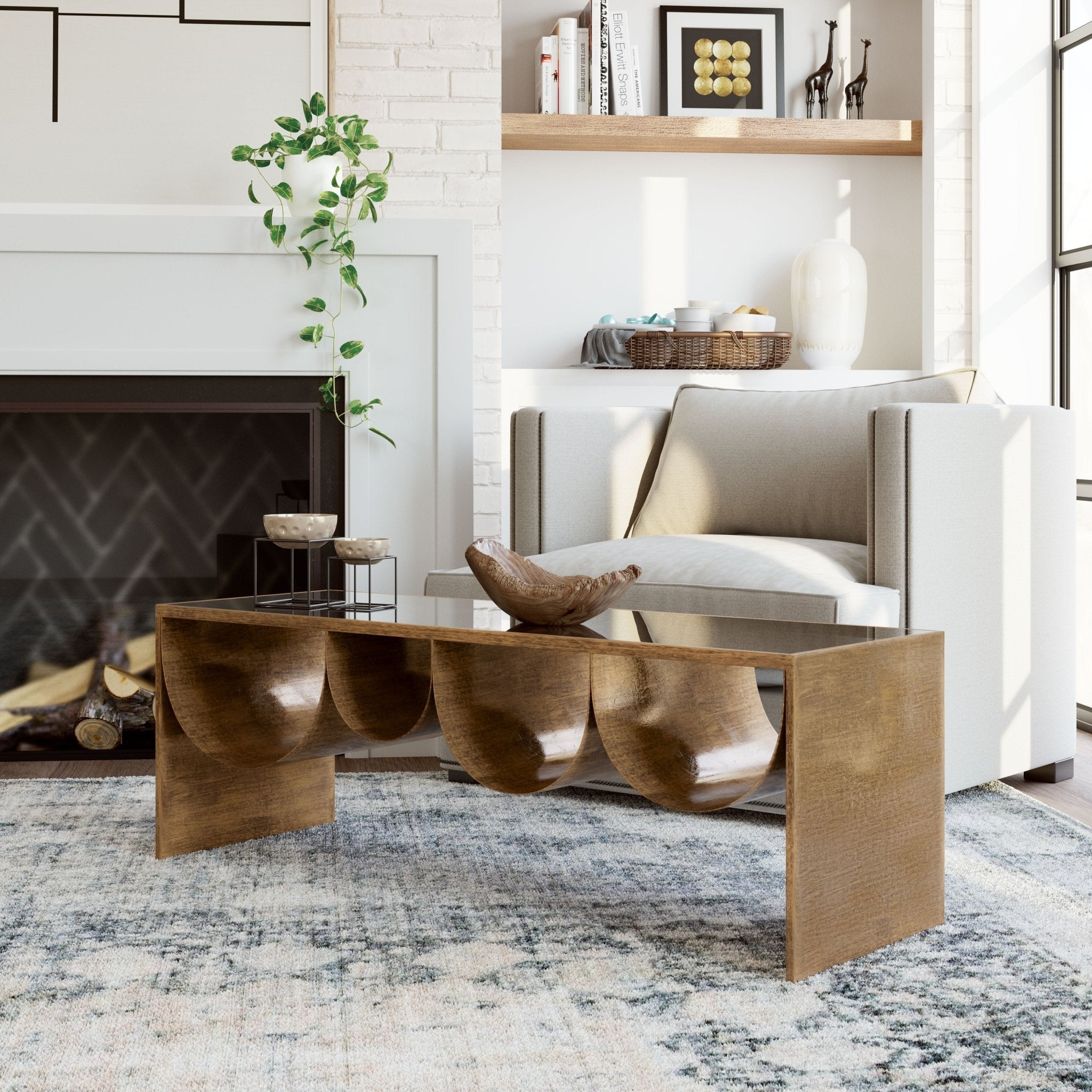 Reed Coffee Table Brass & Black - Cozy Roots Decor