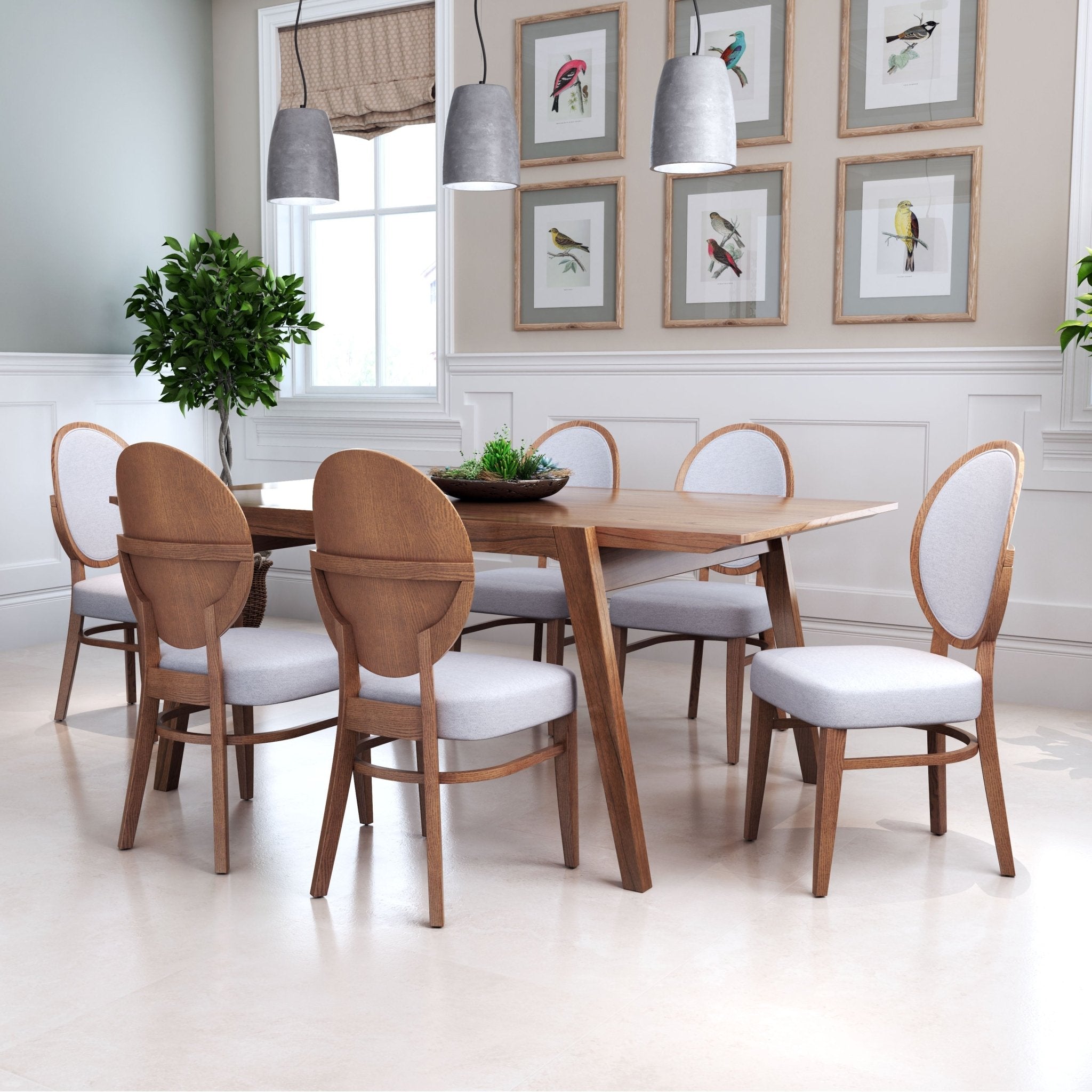 Regents Dining Chair (Set of 2) Walnut & Light Gray - Cozy Roots Decor