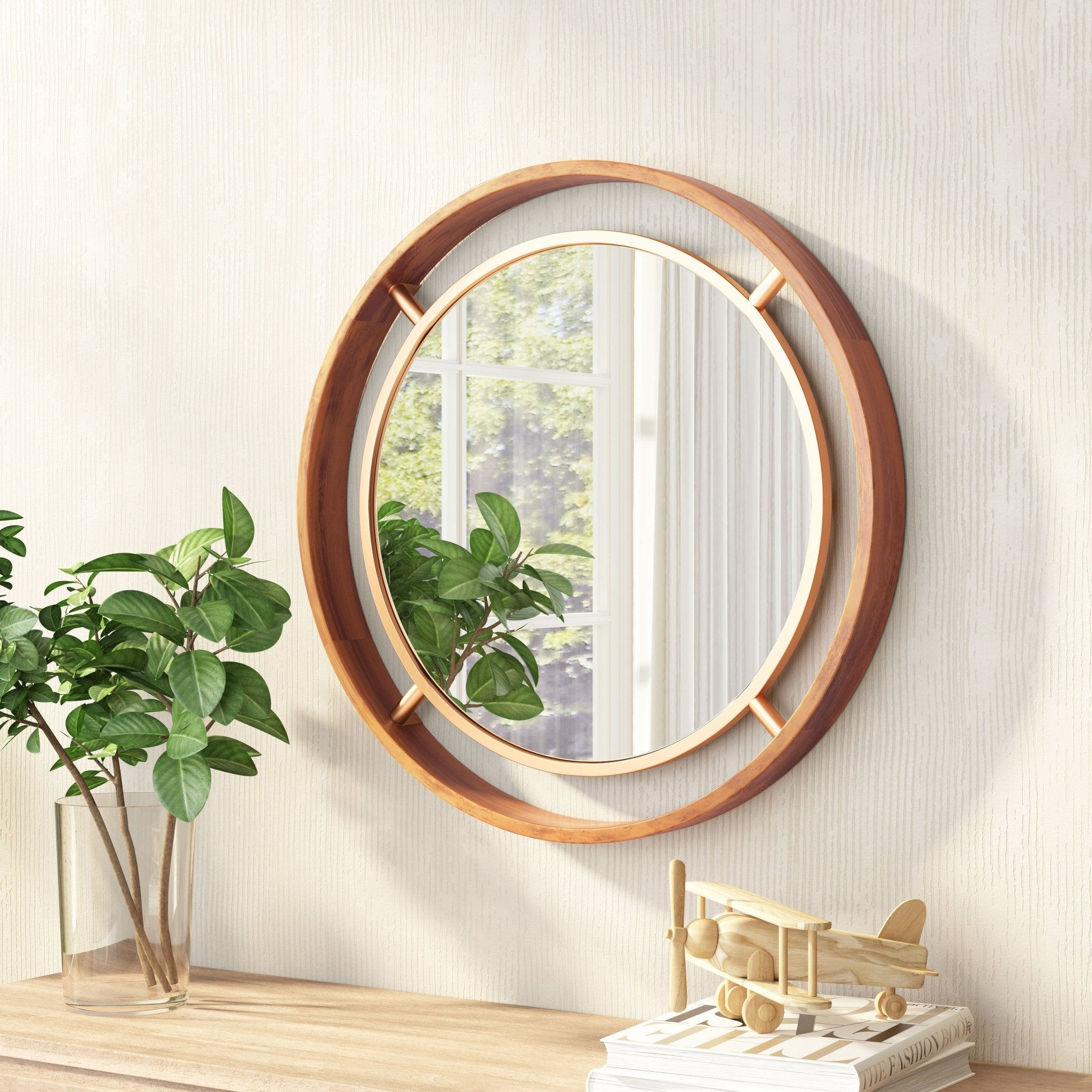 Round Gold Mirror Brown & Gold - Cozy Roots Decor